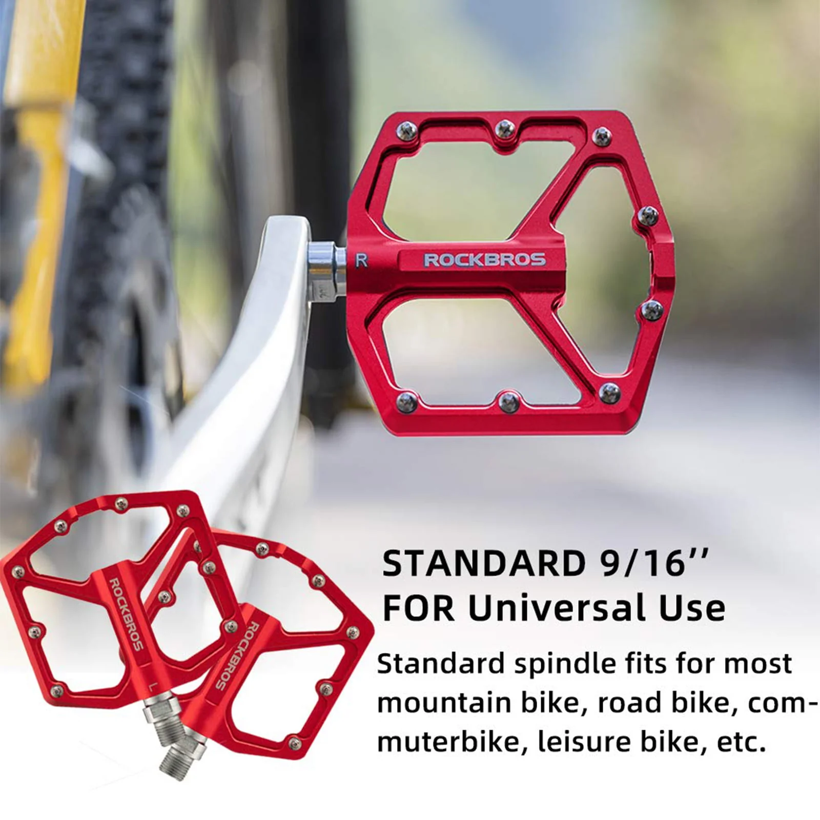 ROCKBROS Bike Pedals Ultra Lightweight Flat  Pedals 9/16 Inch (Pair) - Image 16