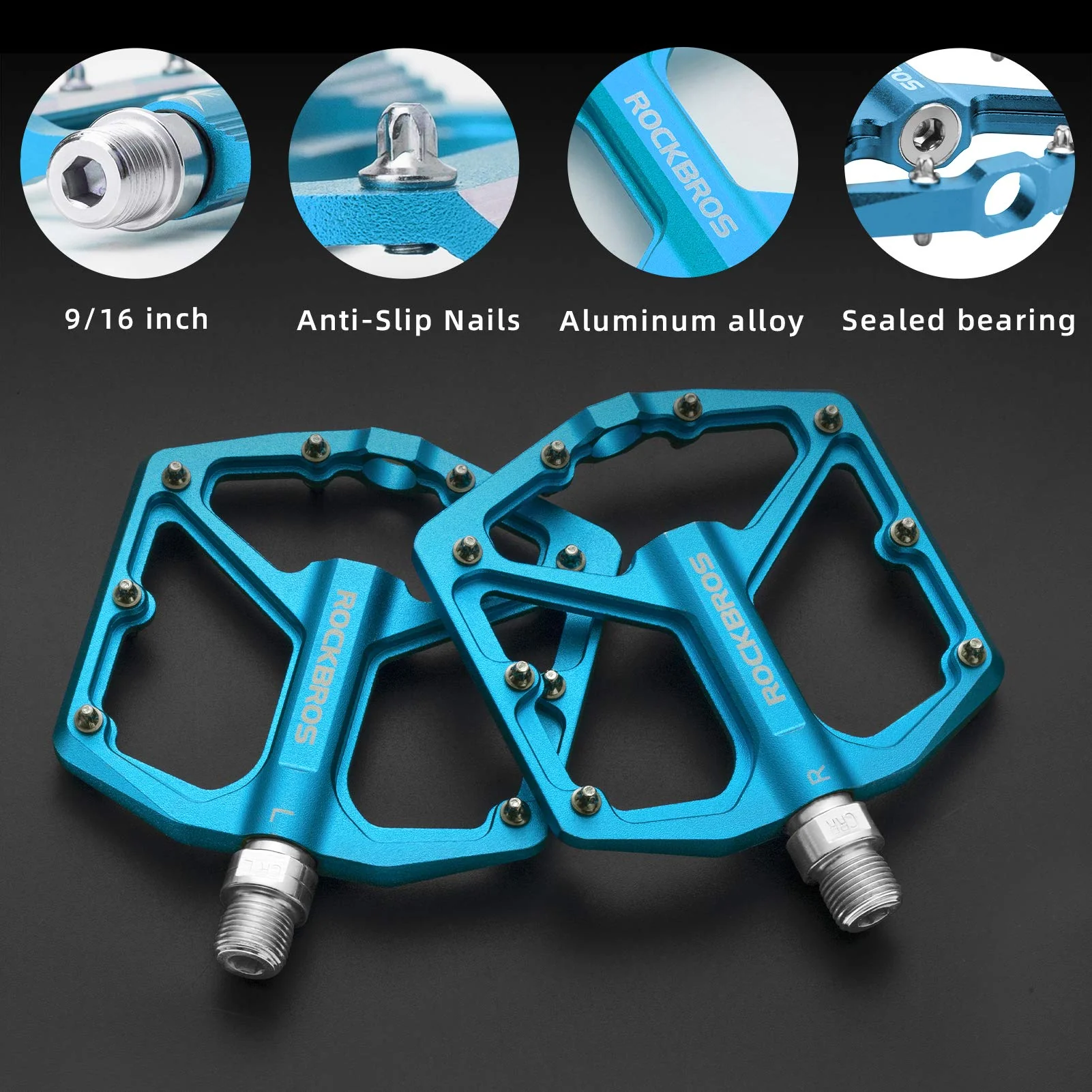 ROCKBROS Bike Pedals Ultra Lightweight Flat  Pedals 9/16 Inch (Pair) - Image 20