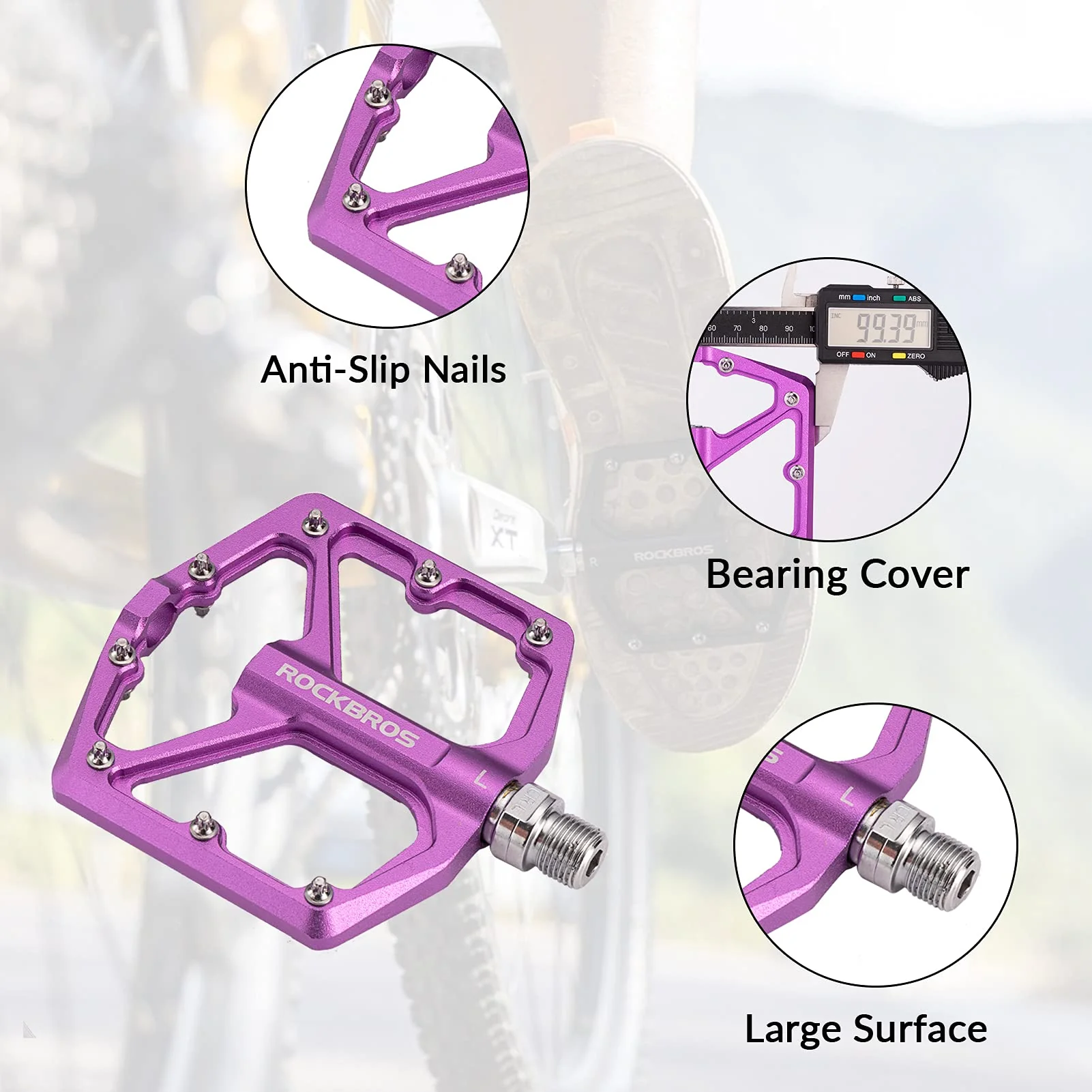 ROCKBROS Bike Pedals Ultra Lightweight Flat  Pedals 9/16 Inch (Pair) - Image 28
