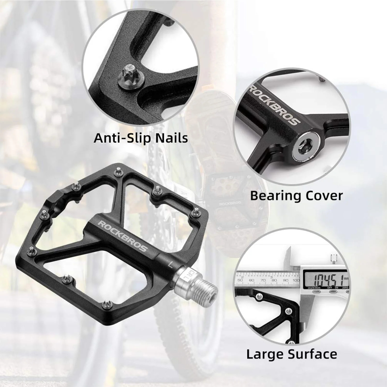 ROCKBROS Bike Pedals Ultra Lightweight Flat  Pedals 9/16 Inch (Pair) - Image 4