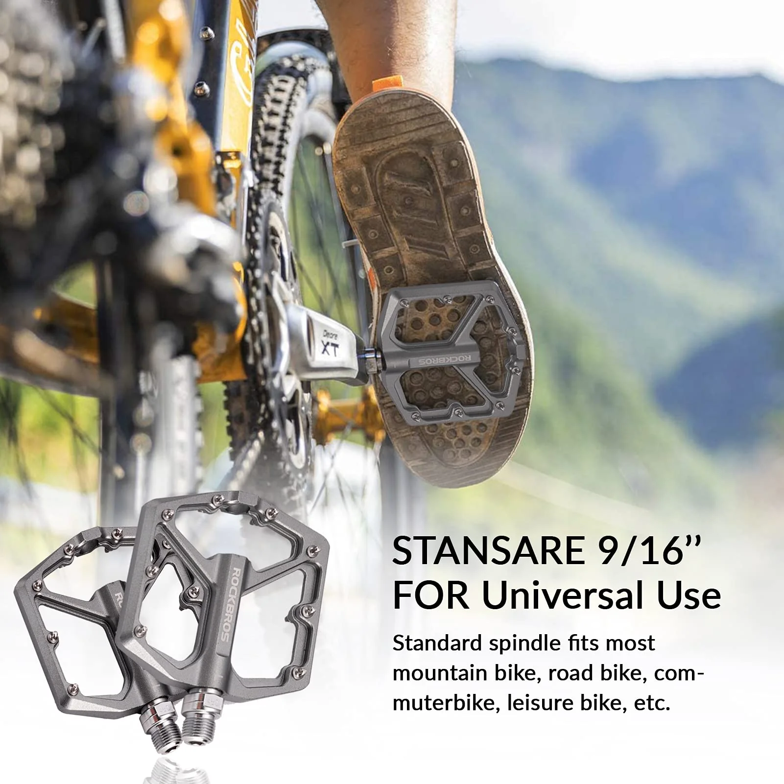 ROCKBROS Bike Pedals Ultra Lightweight Flat  Pedals 9/16 Inch (Pair) - Image 40