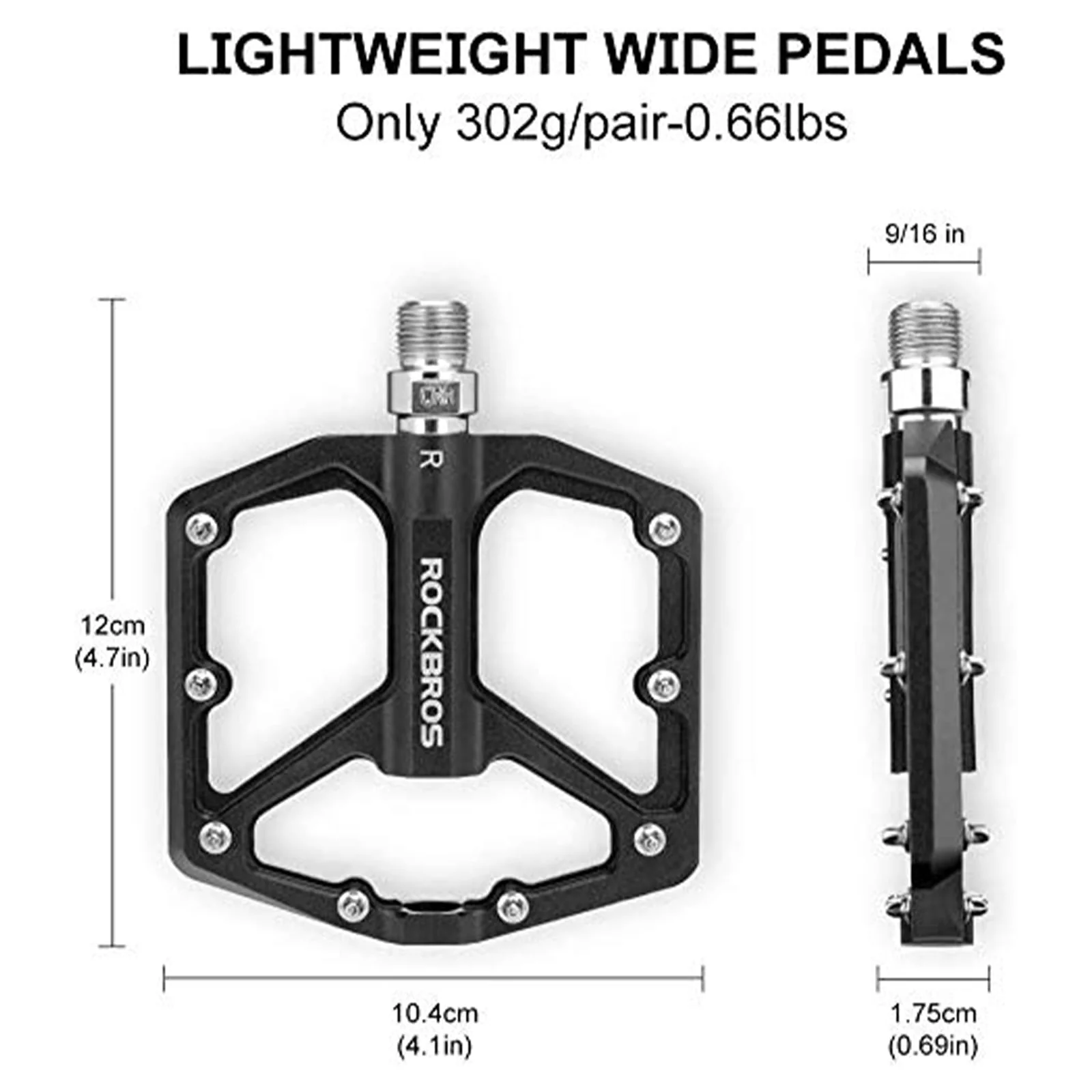 ROCKBROS Bike Pedals Ultra Lightweight Flat  Pedals 9/16 Inch (Pair) - Image 7