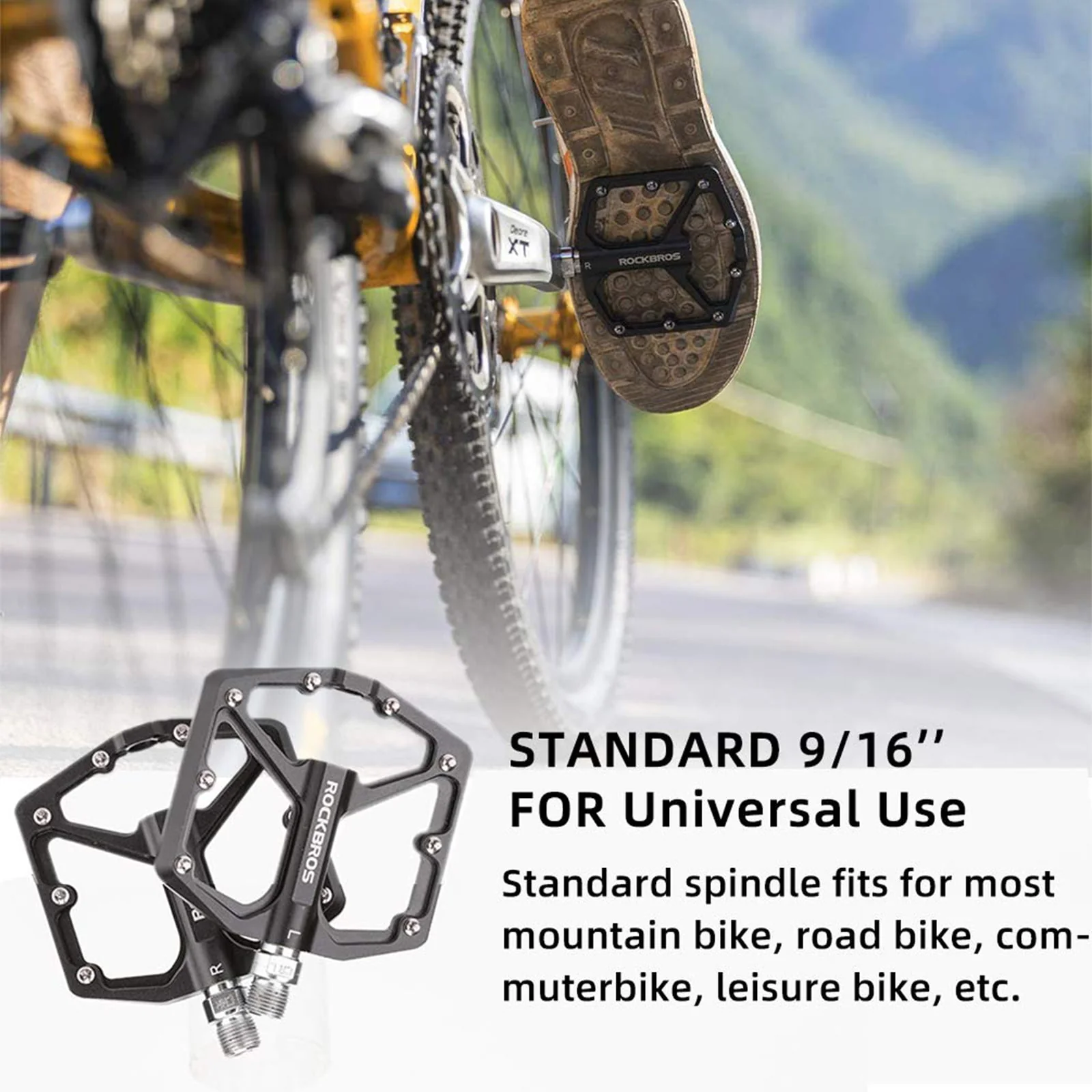 ROCKBROS Bike Pedals Ultra Lightweight Flat  Pedals 9/16 Inch (Pair) - Image 8