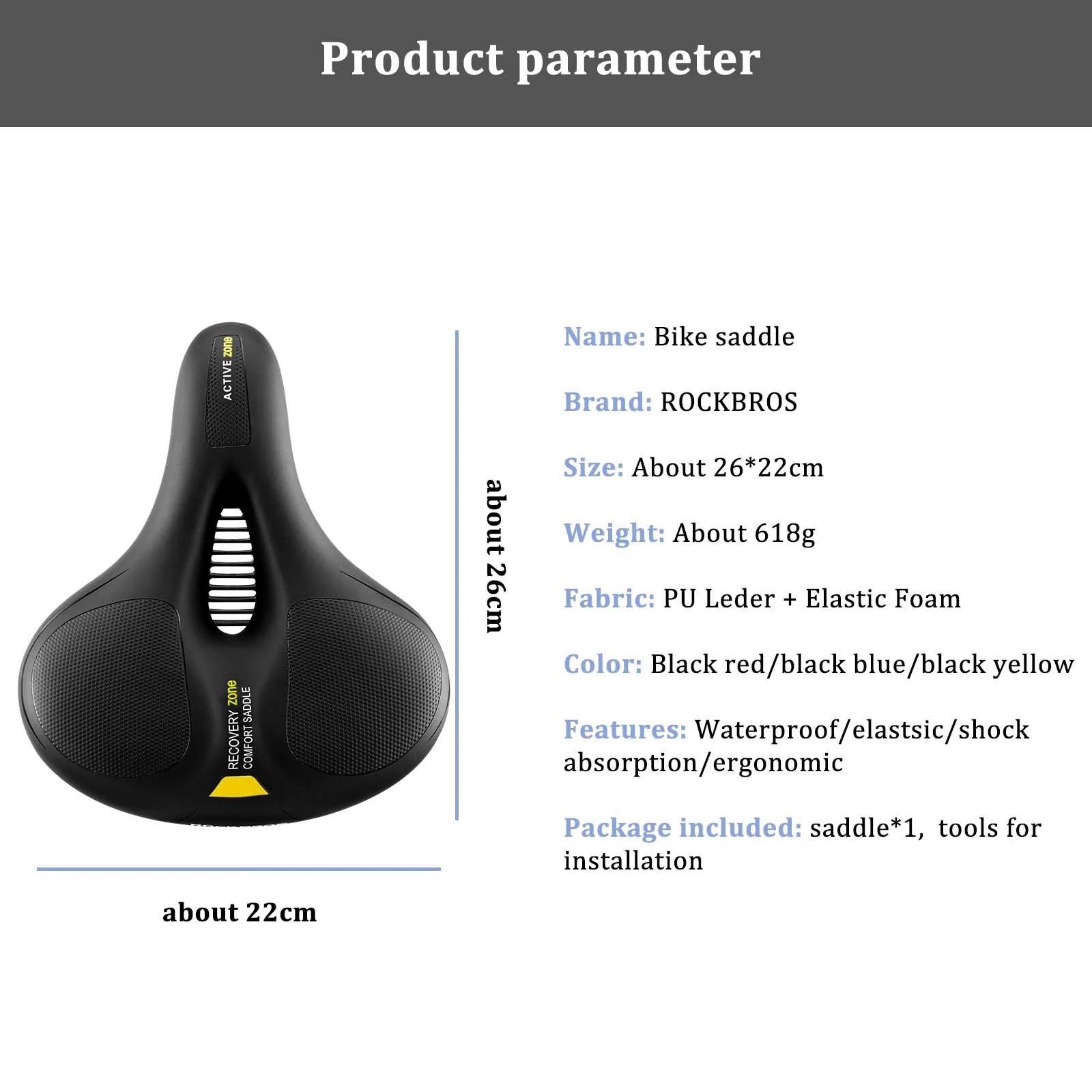 ROCKBROS Bike Seat Comfort Reflective Bike Saddle Soft Wide - Image 4