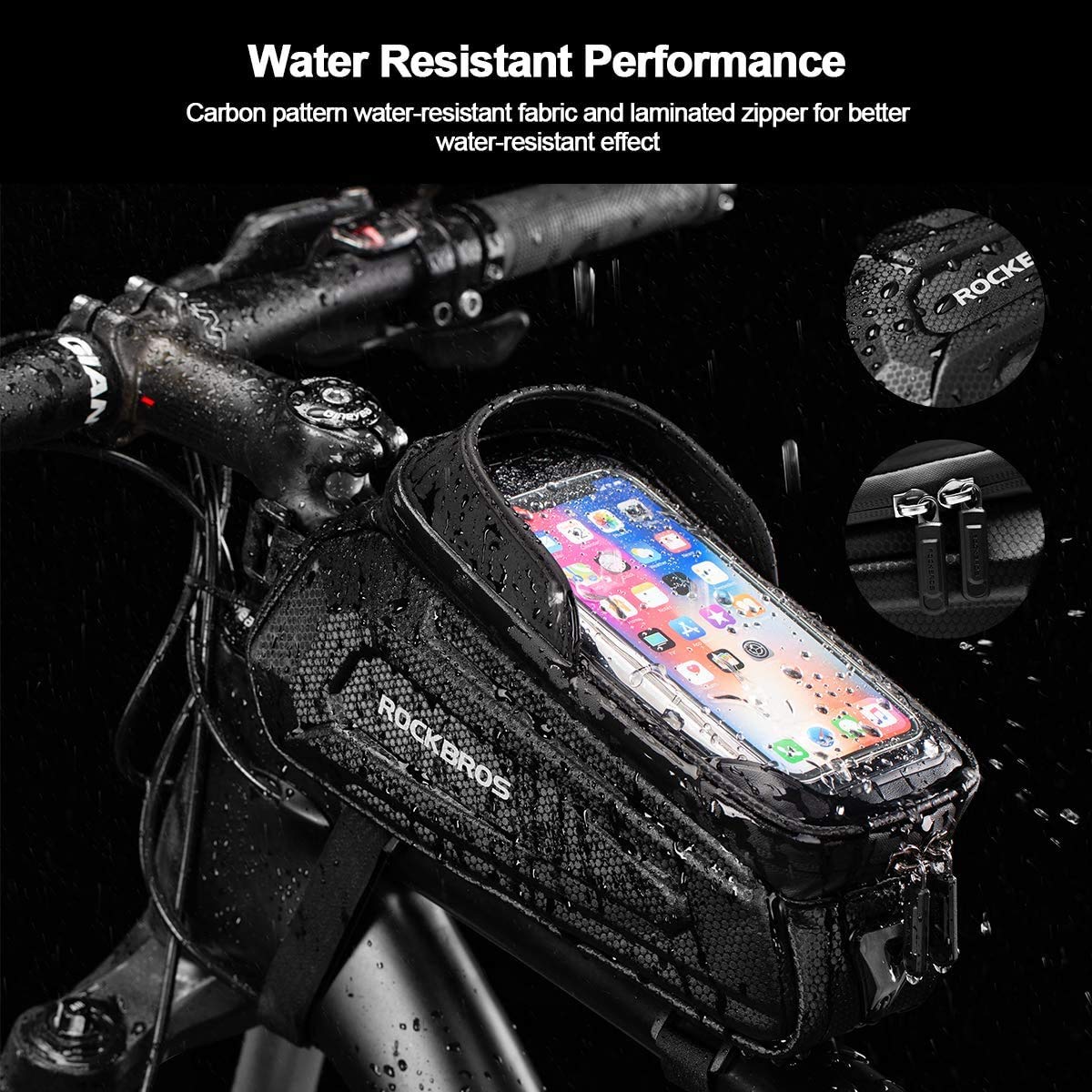 ROCKBROS Bike Top Tube Bag with Mobile Phone Holder Waterproof - Image 4