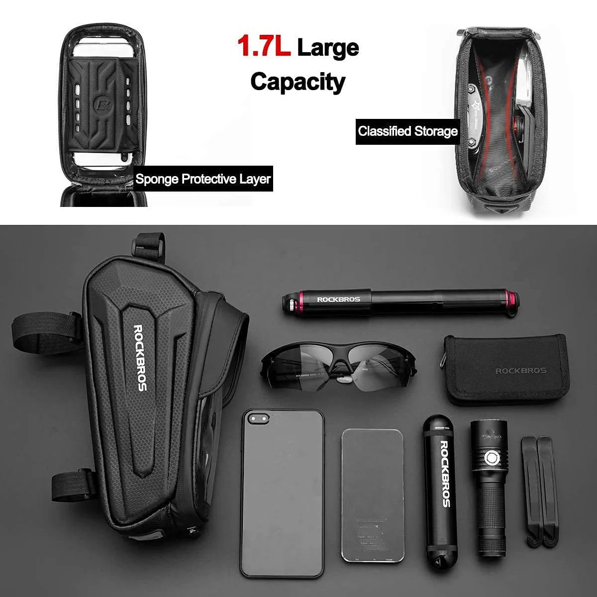 ROCKBROS Bike Top Tube Bag with Mobile Phone Holder Waterproof - Image 6