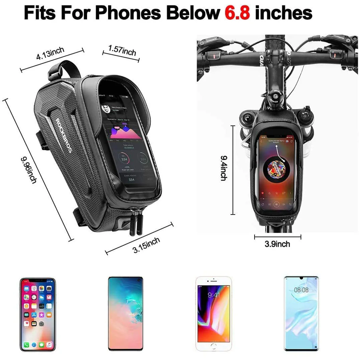 ROCKBROS Bike Top Tube Bag with Mobile Phone Holder Waterproof - Image 7