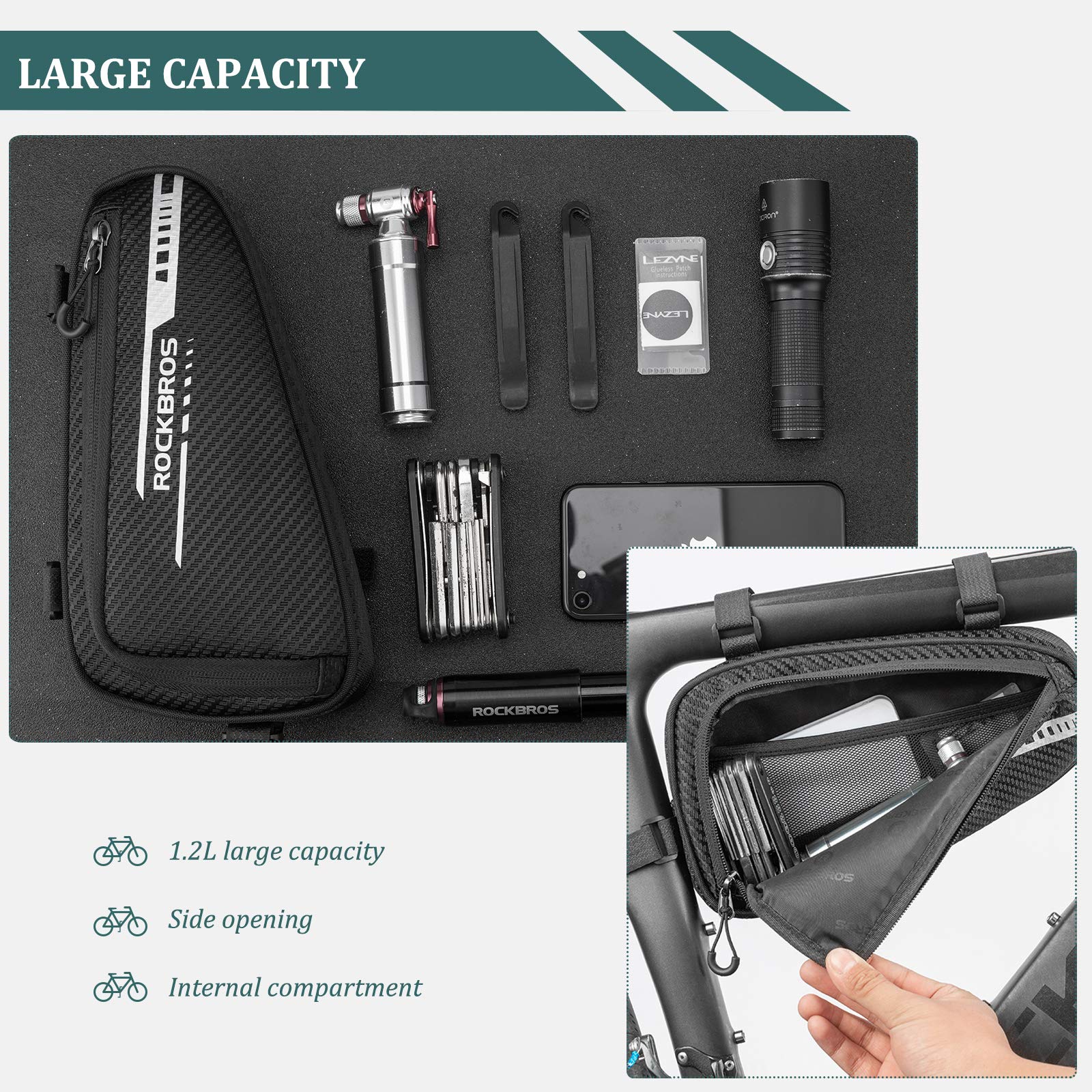 ROCKBROS Bike Triangle Bag Side Opening Corner Pouch Storage Bag - Image 6