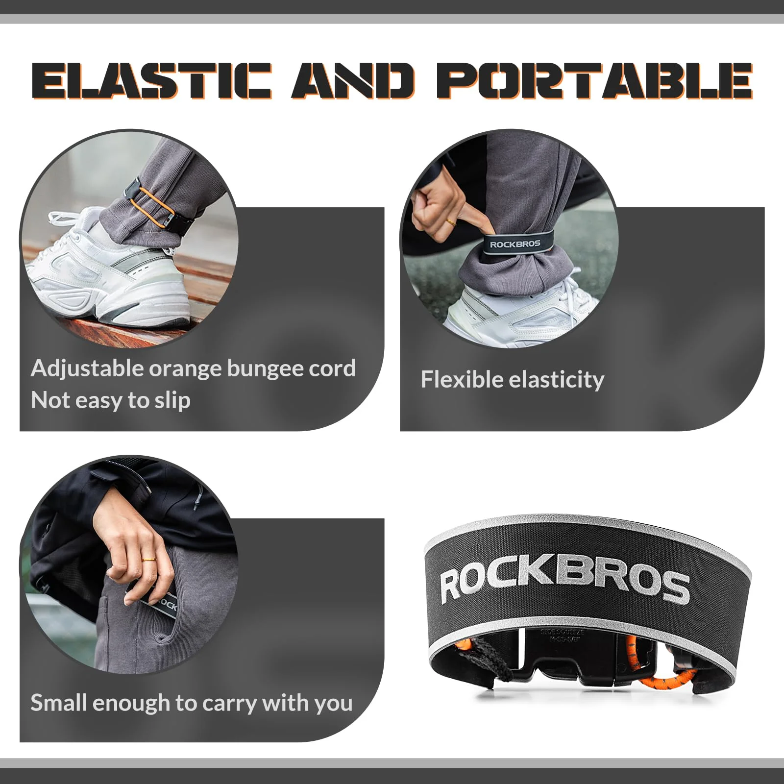 ROCKBROS Camping Pant Leg Straps Riding Ankle Strap Adjustable & Reflective - Image 3