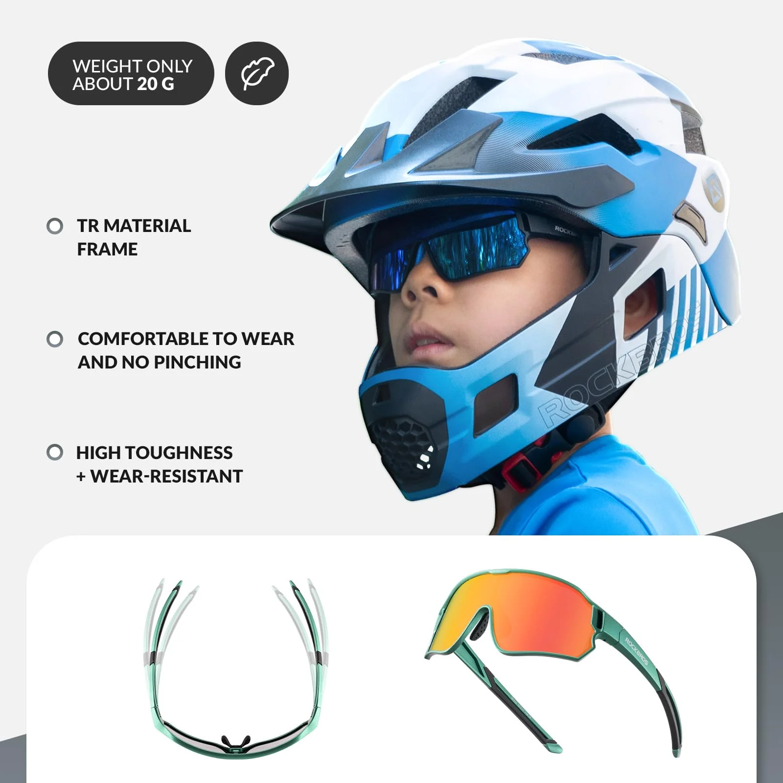 ROCKBROS Kids Cycling Glasses UV400 Protection Sunglasses for Boys Girls - Image 15