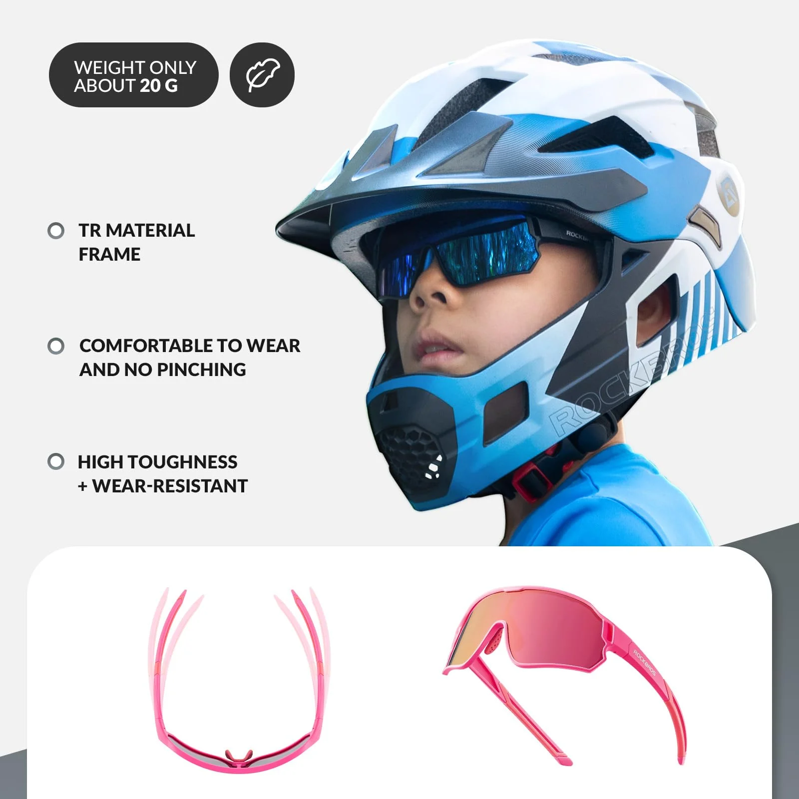 ROCKBROS Kids Cycling Glasses UV400 Protection Sunglasses for Boys Girls - Image 19