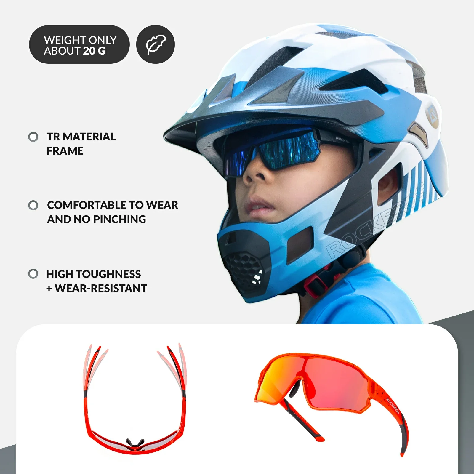 ROCKBROS Kids Cycling Glasses UV400 Protection Sunglasses for Boys Girls - Image 28