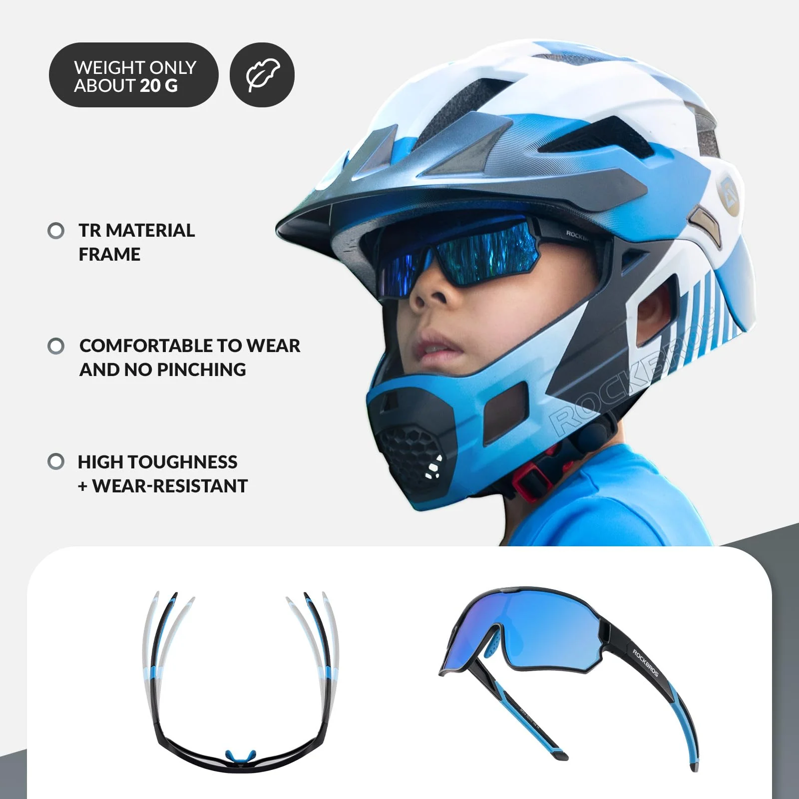 ROCKBROS Kids Cycling Glasses UV400 Protection Sunglasses for Boys Girls - Image 3