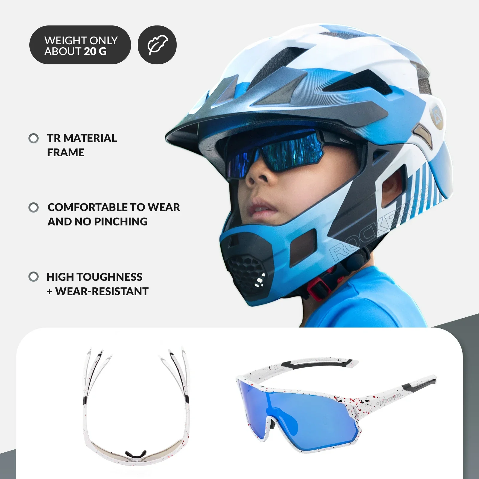 ROCKBROS Kids Cycling Glasses UV400 Protection Sunglasses for Boys Girls - Image 37