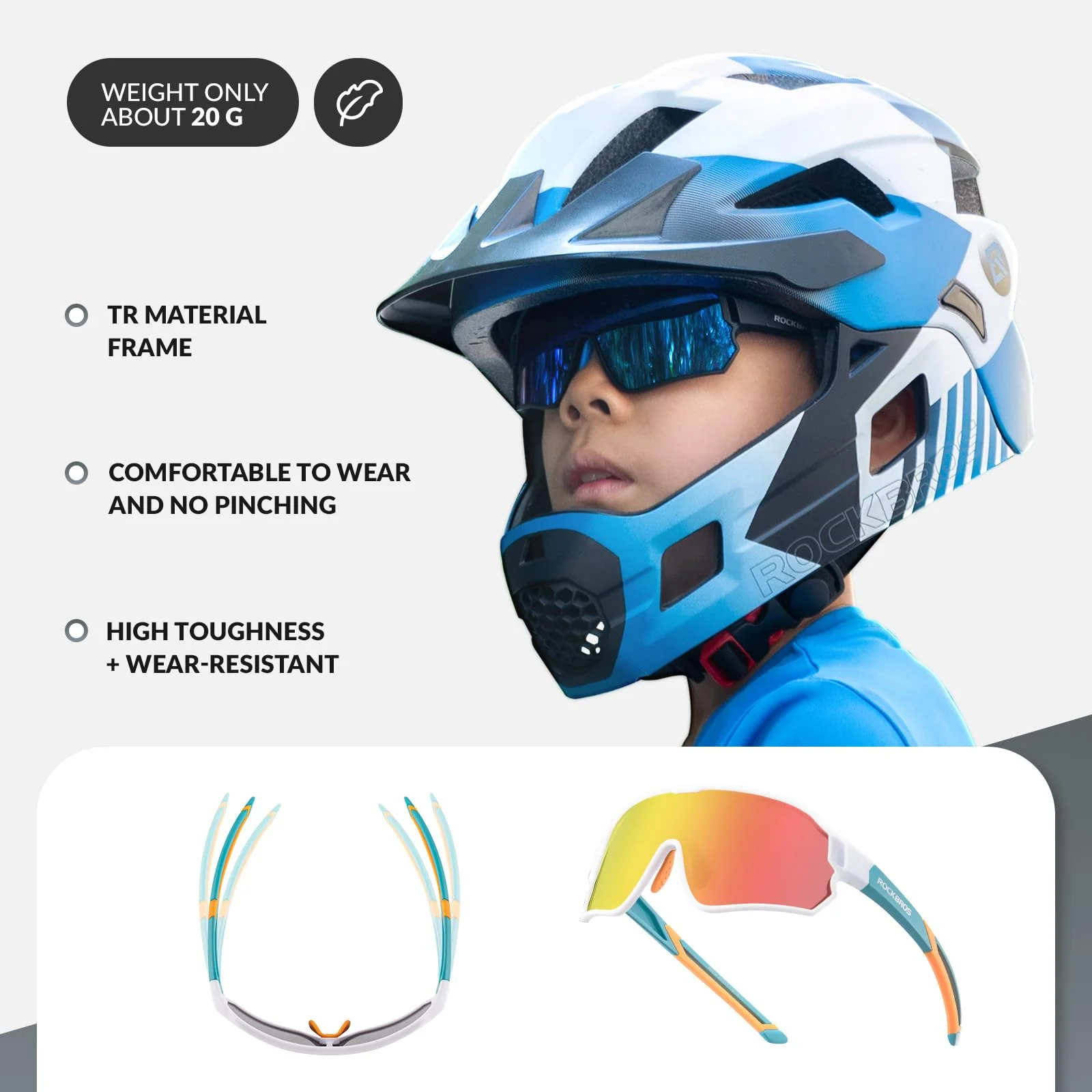 ROCKBROS Kids Cycling Glasses UV400 Protection Sunglasses for Boys Girls - Image 7
