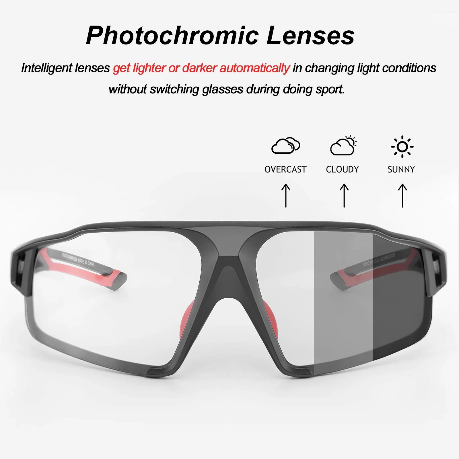 ROCKBROS Photochromic Cycling Glasses UV 400 Protection Sports Sunglasses - Image 3