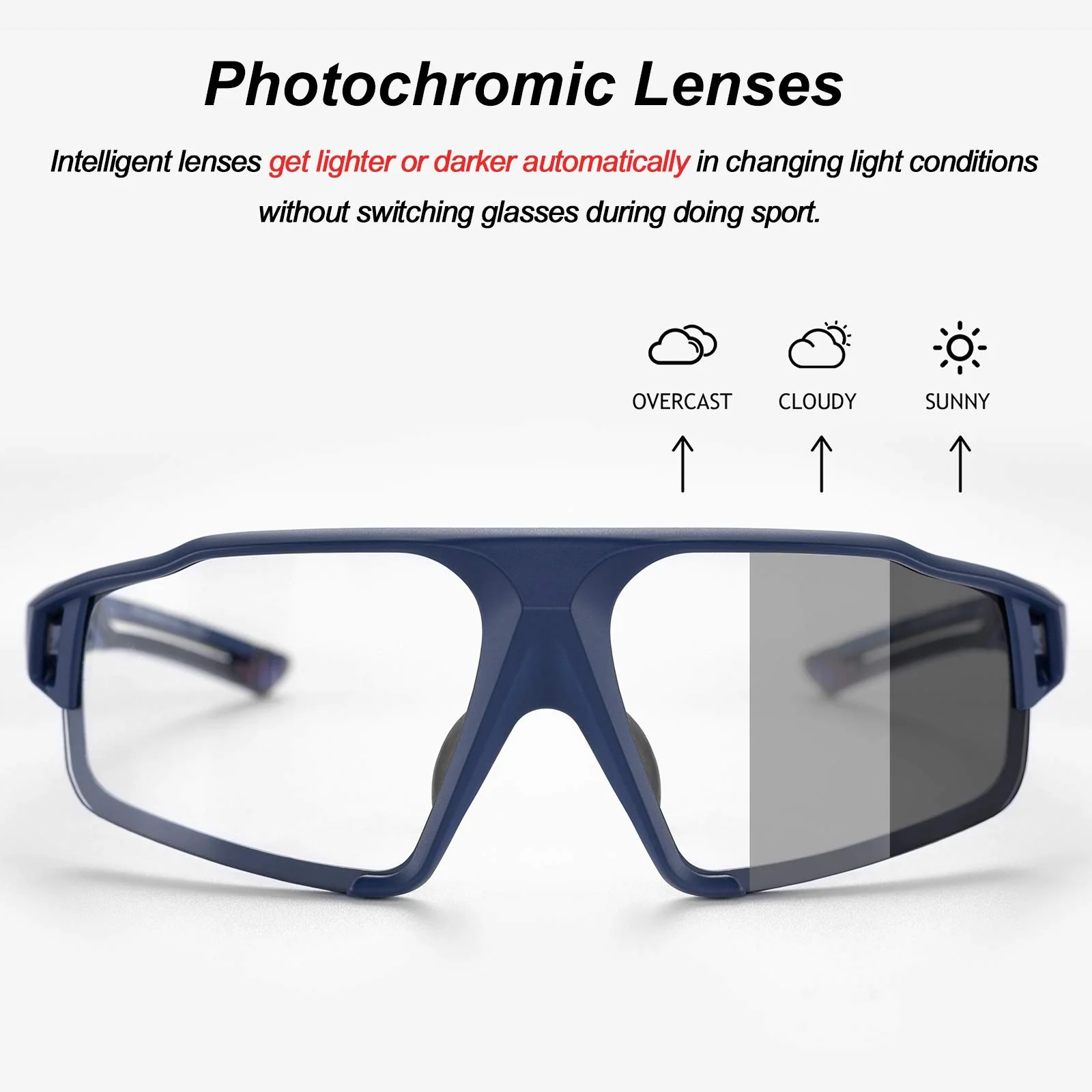 ROCKBROS Photochromic Cycling Glasses UV 400 Protection Sports Sunglasses - Image 9