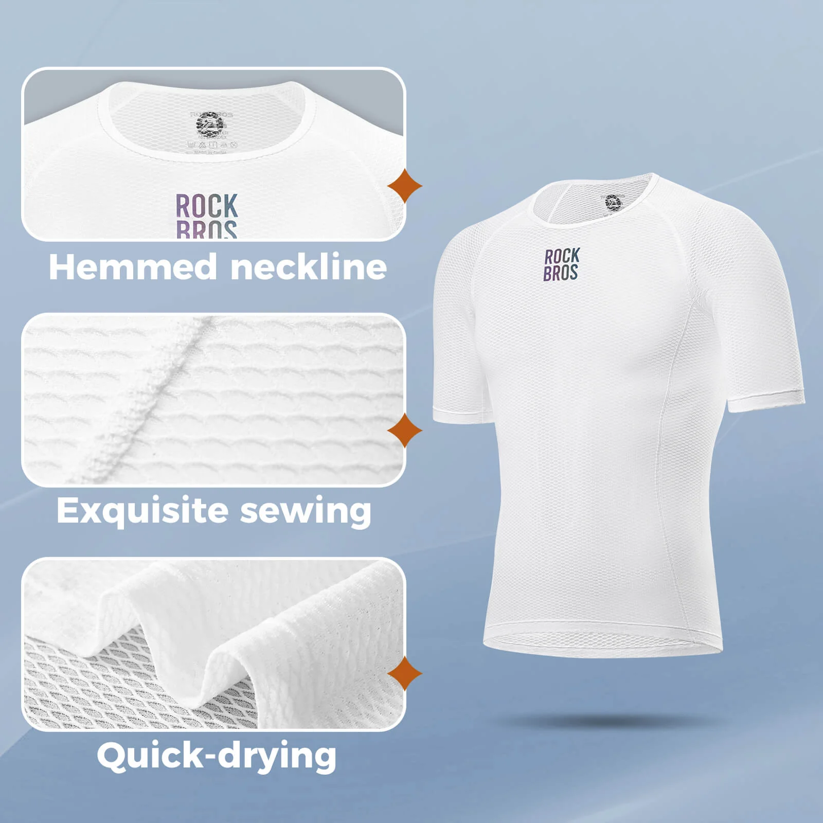 ROCKBROS Cycling Base Layers Men Mesh Short Sleeve - Image 4