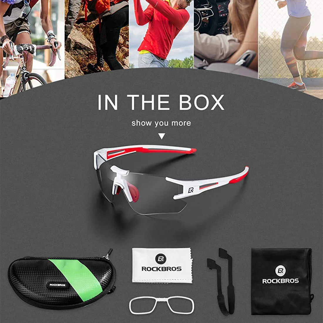 ROCKBROS Cycling Photochromic Sunglasses Rimless Transparent Goggles - Image 12