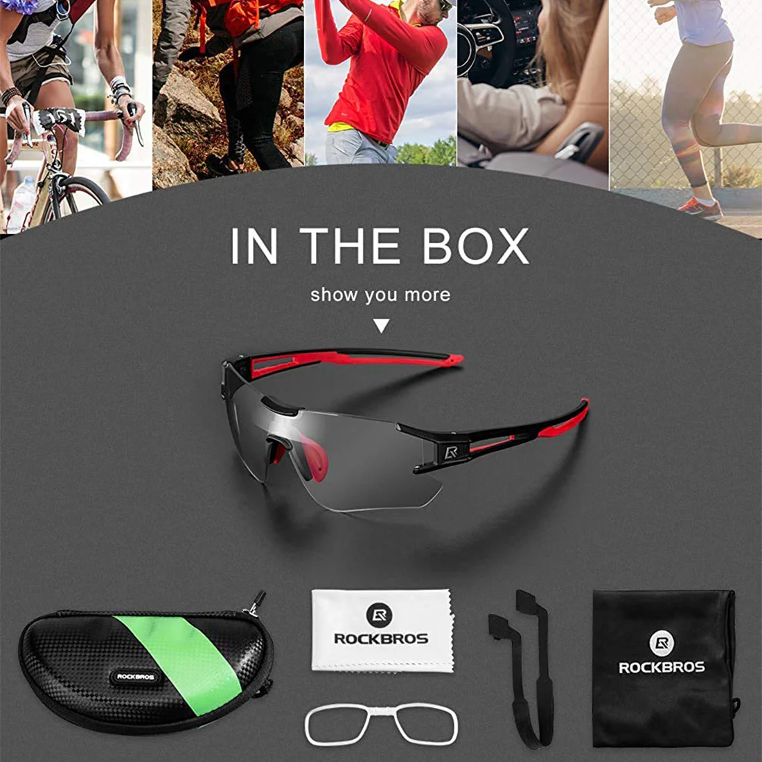 ROCKBROS Cycling Photochromic Sunglasses Rimless Transparent Goggles - Image 5