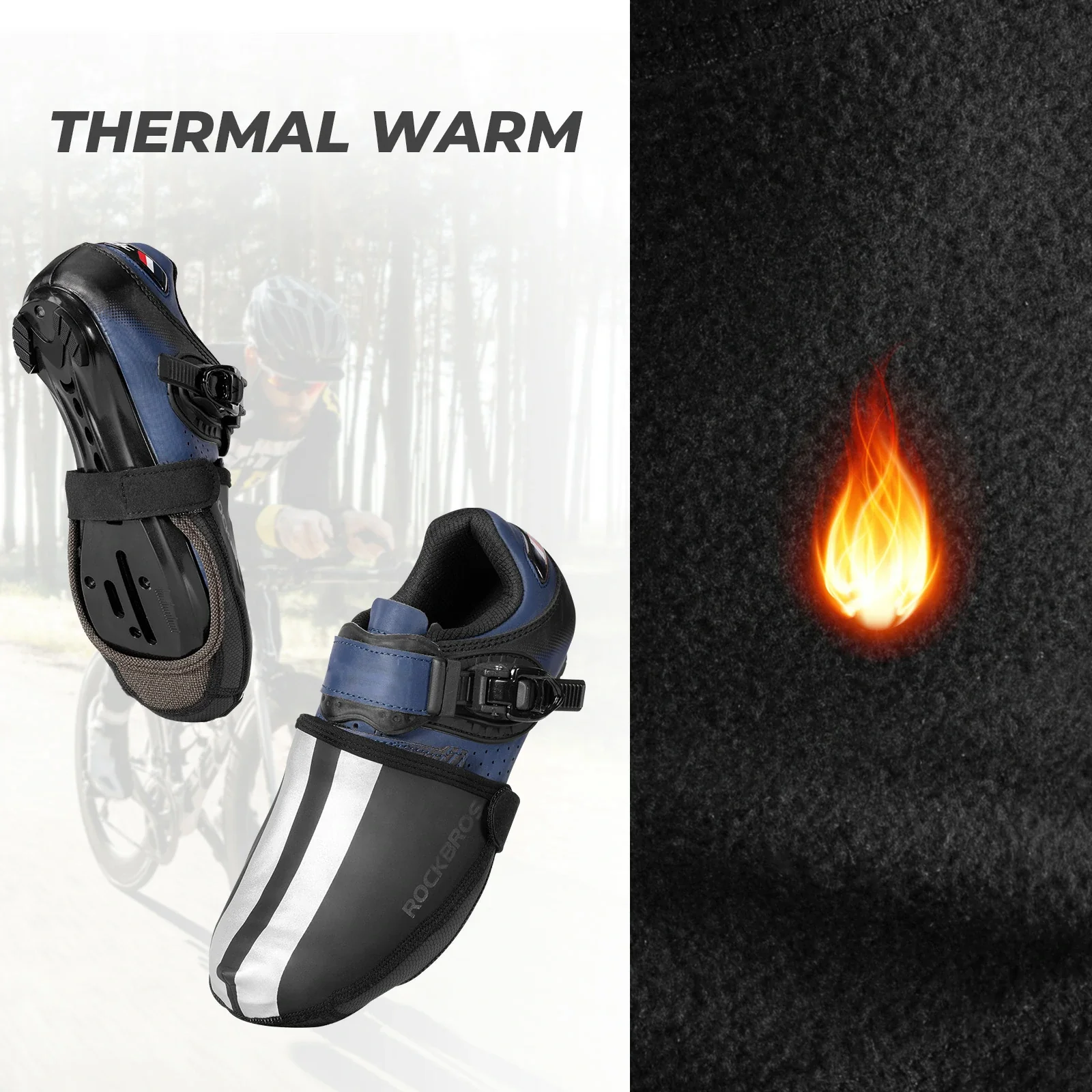 ROCKBROS Cycling Shoe Covers Thermal Warmers Water Resistant Bike Overshoe - Image 4