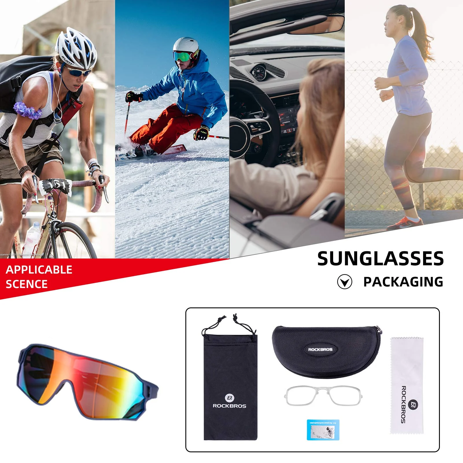 ROCKBROS Cycling Sunglasses Polarized UV Protection Full Frame Goggles - Image 16