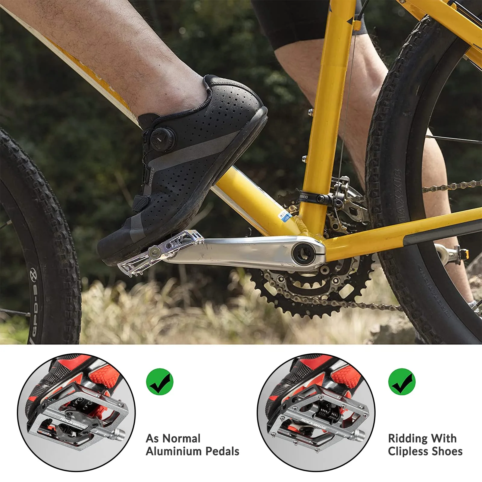 ROCKBROS Dual Functionality Bike Pedals Clipless Flat Bike Pedals (Pair) - Image 20