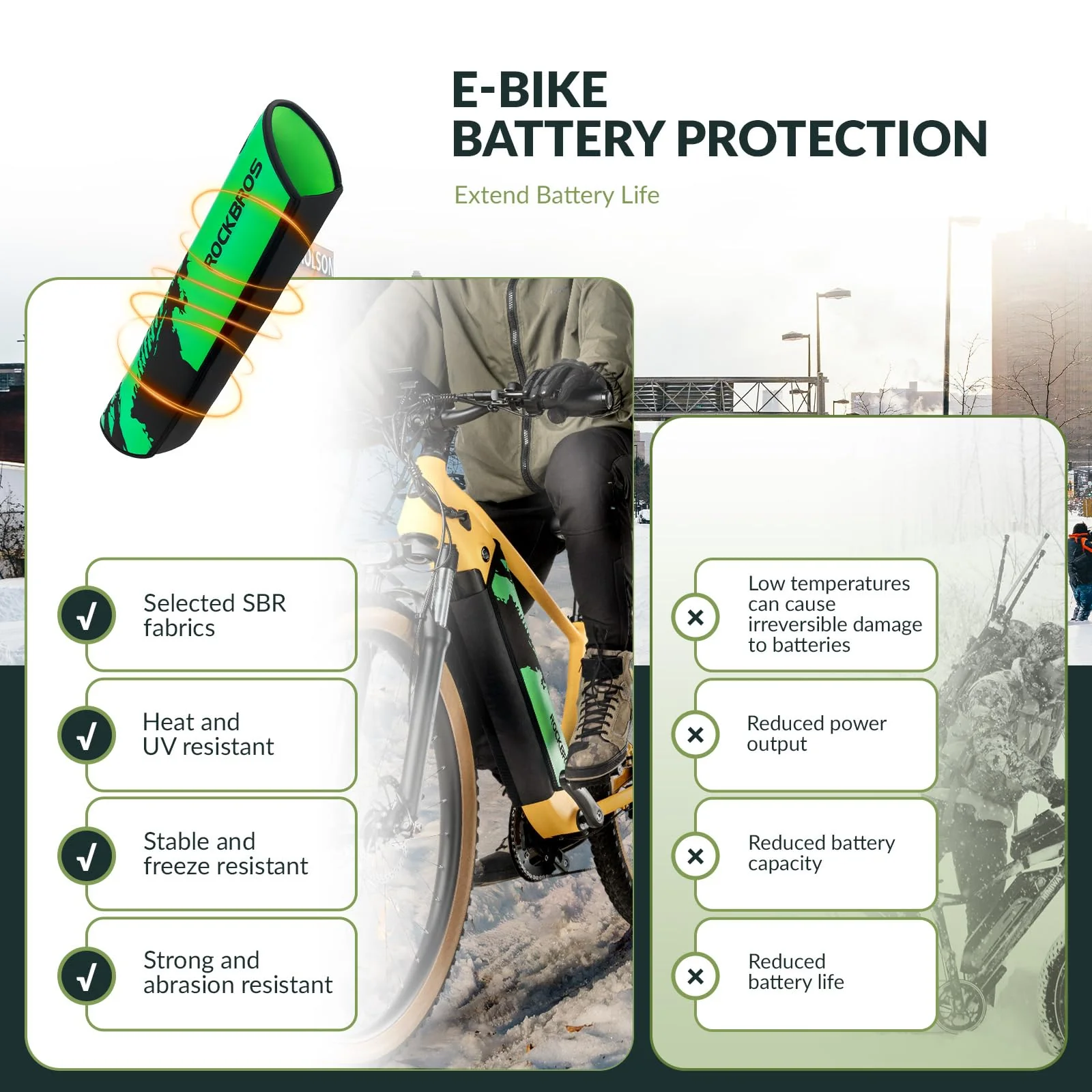ROCKBROS Ebike Battery Protective Cover for Integrated Frame Battery 28-38 cm - Image 4