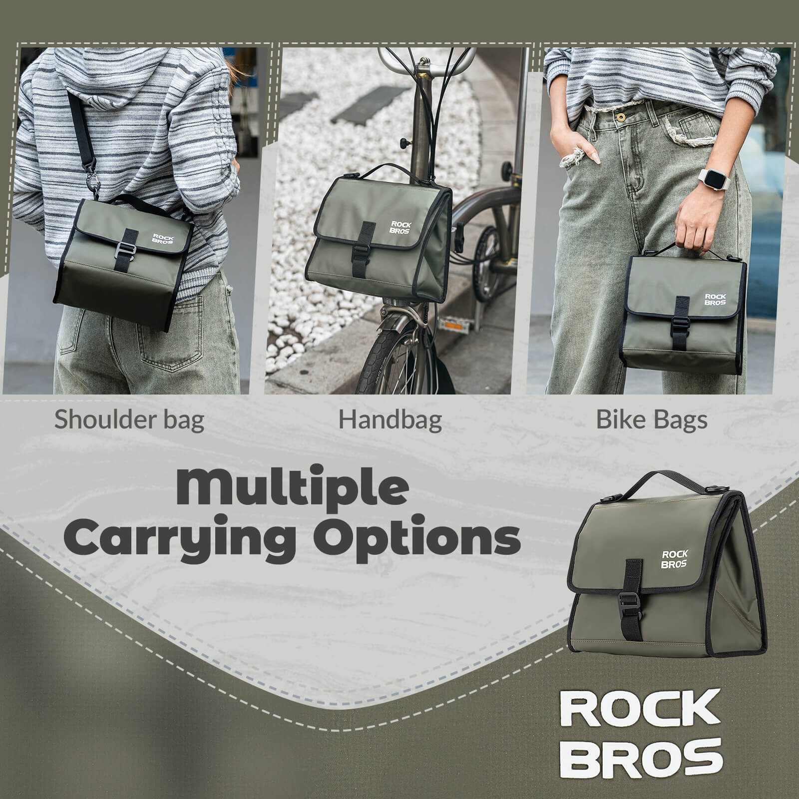 ROCKBROS Folding Bike Handlebar Bag Backpack 4-7L - Image 13