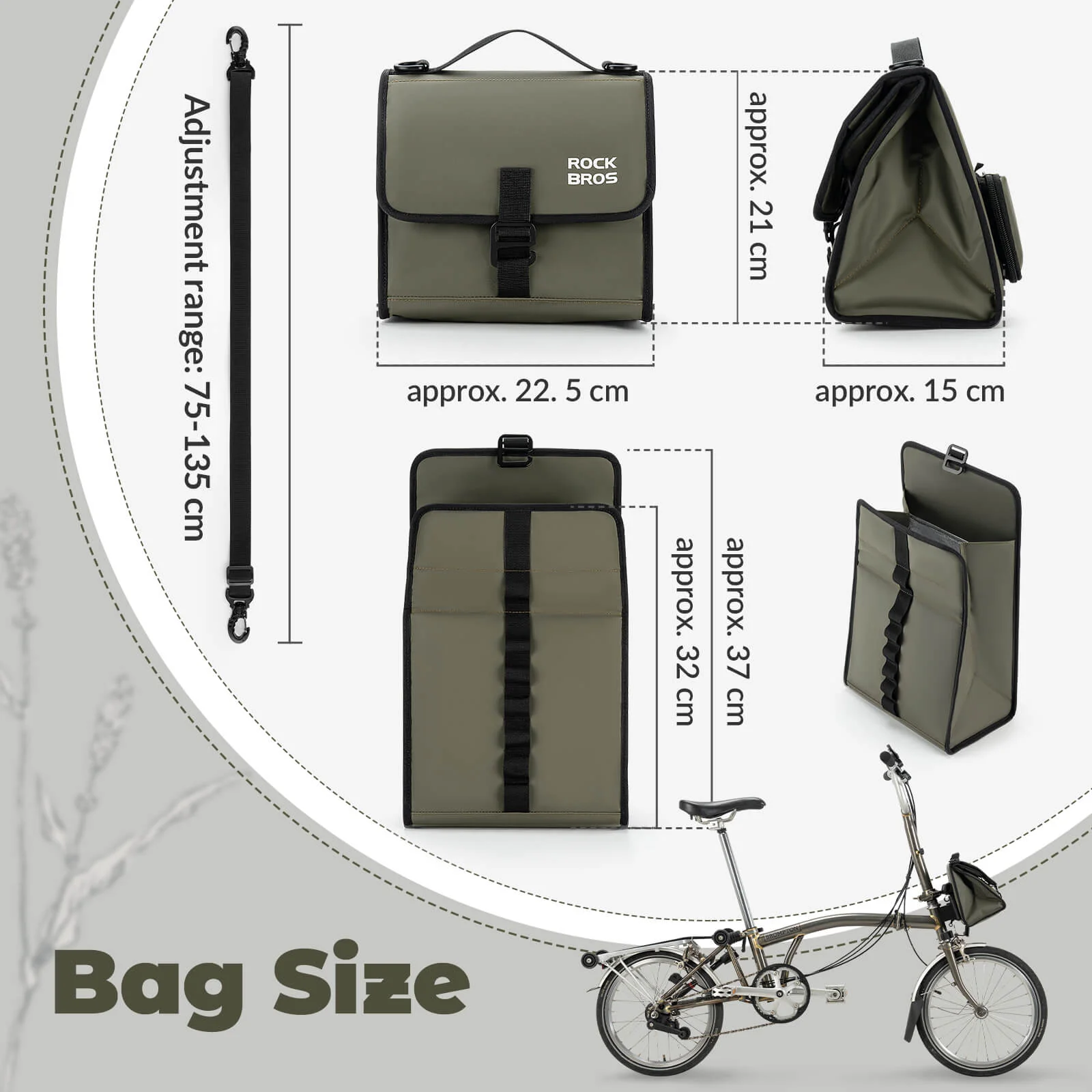 ROCKBROS Folding Bike Handlebar Bag Backpack 4-7L - Image 14