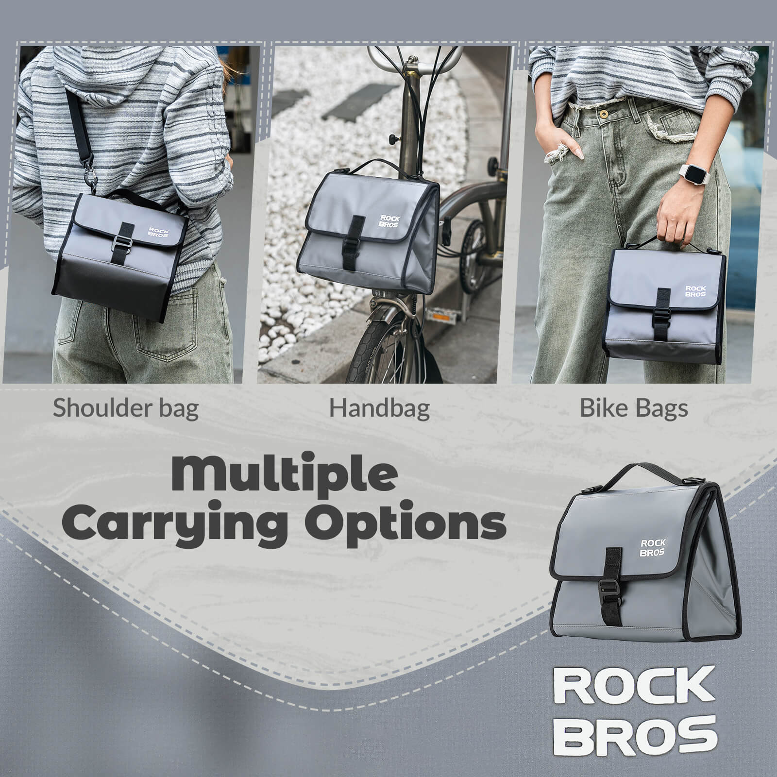 ROCKBROS Folding Bike Handlebar Bag Backpack 4-7L - Image 6
