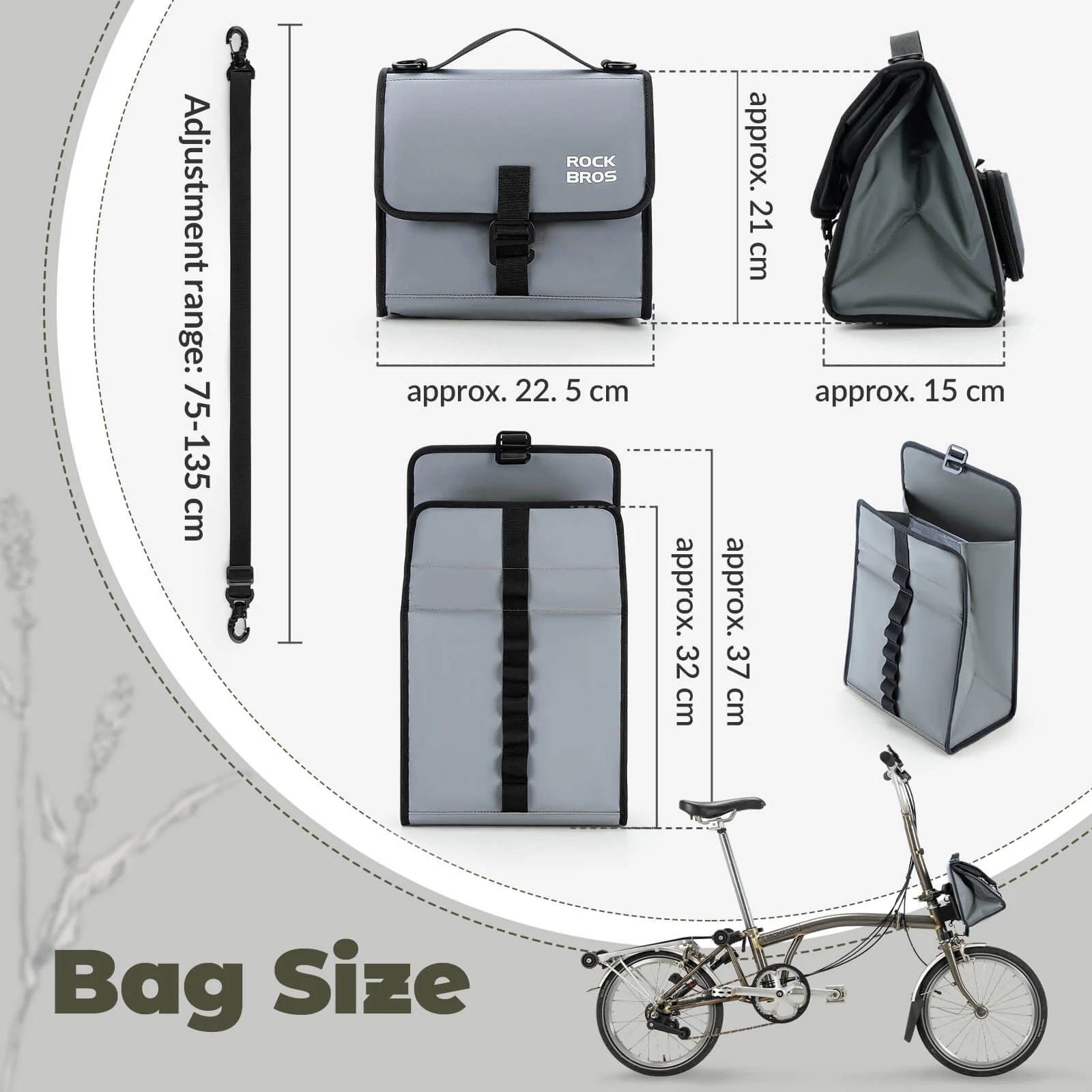 ROCKBROS Folding Bike Handlebar Bag Backpack 4-7L - Image 7