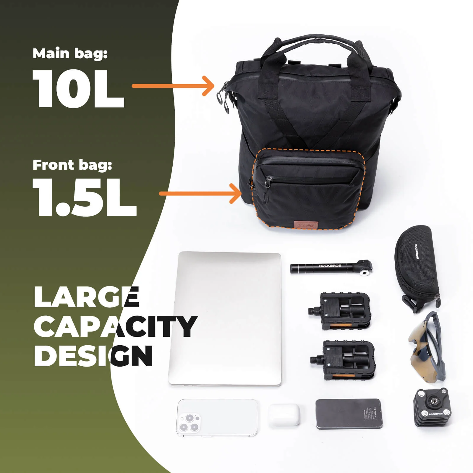 ROCKBROS Folding Bike Handlebar Bag Backpack - H43 - Image 4