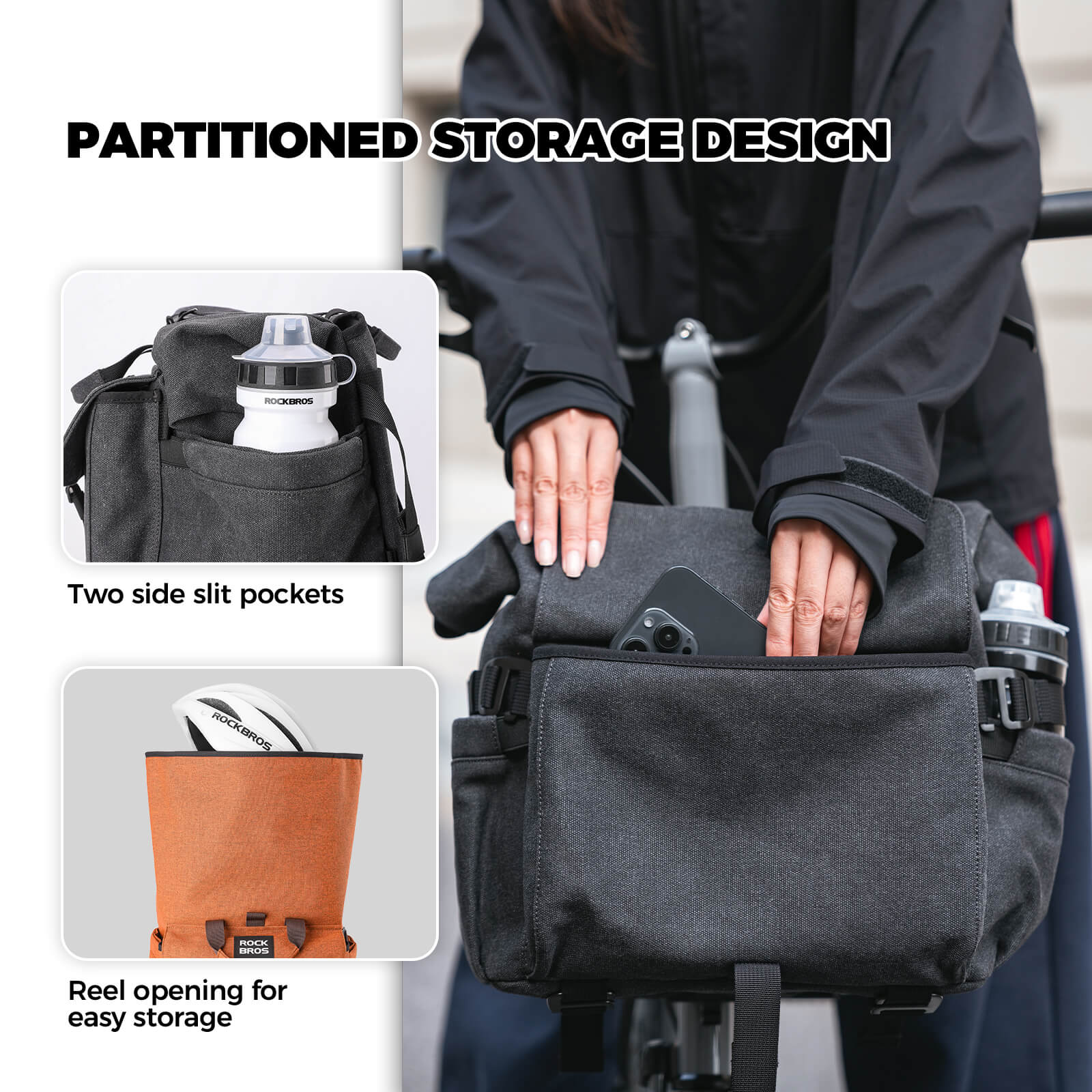 ROCKBROS Folding Bike Handlebar Bag Backpack - H46 - Image 4