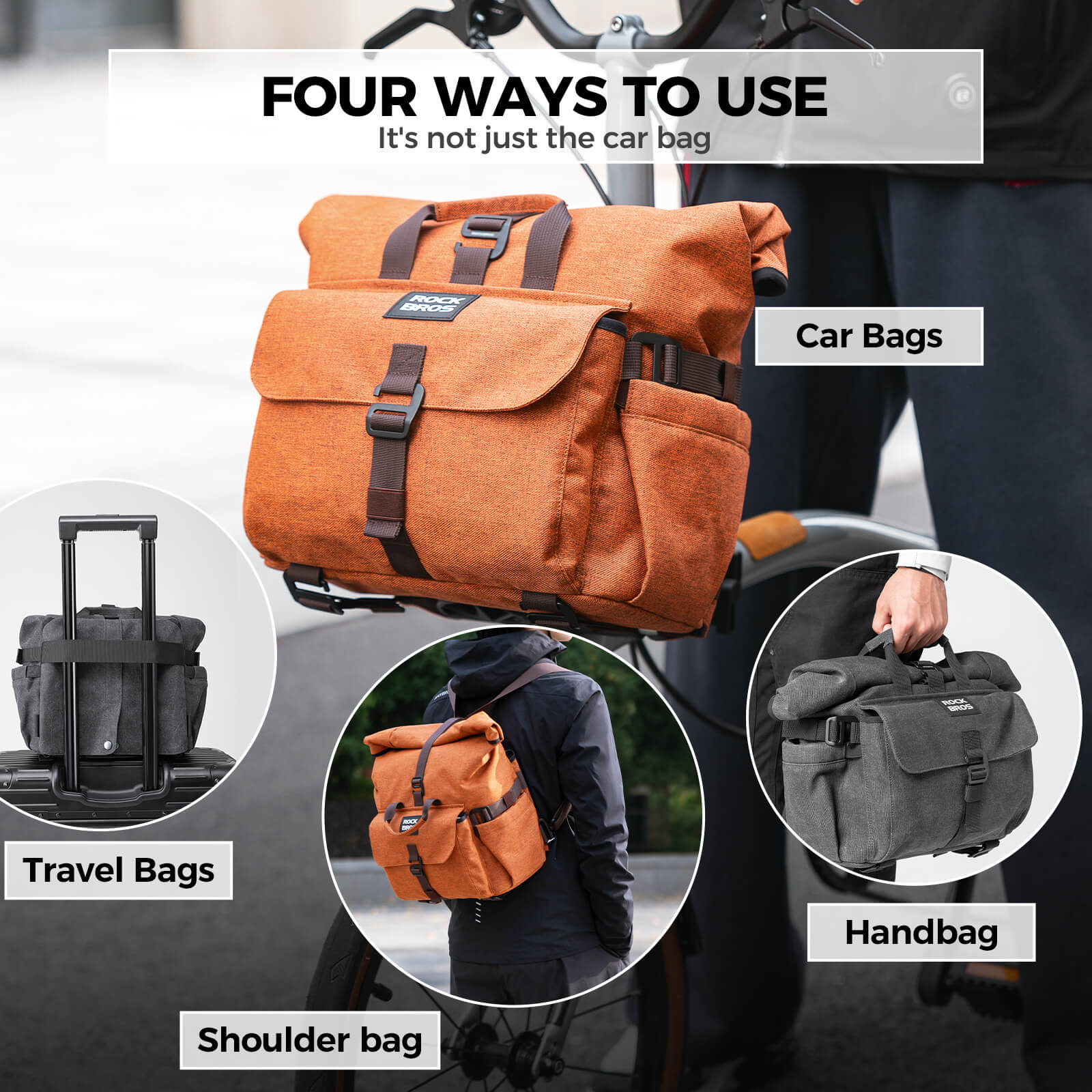 ROCKBROS Folding Bike Handlebar Bag Backpack - H46 - Image 6