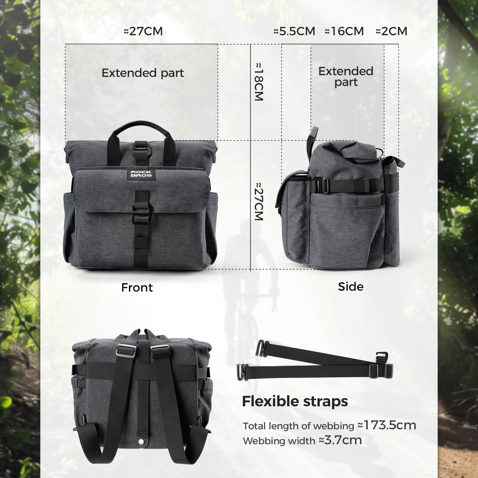 ROCKBROS Folding Bike Handlebar Bag Backpack - H46 - Image 8