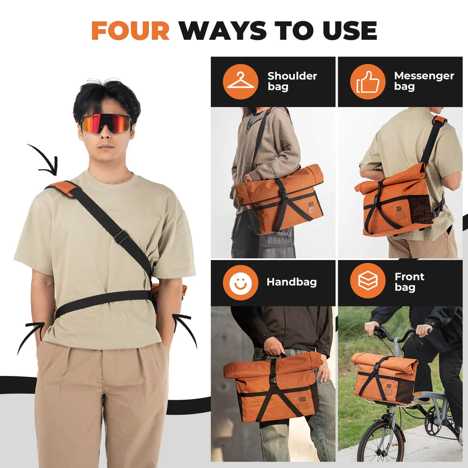 ROCKBROS Folding Bike Handlebar Bag Backpack - H48 - Image 3