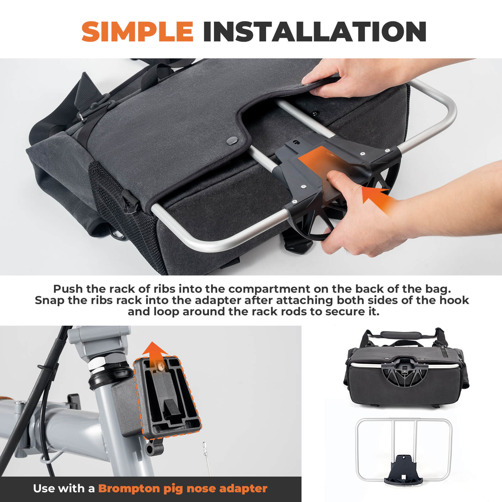 ROCKBROS Folding Bike Handlebar Bag Backpack - H48 - Image 6