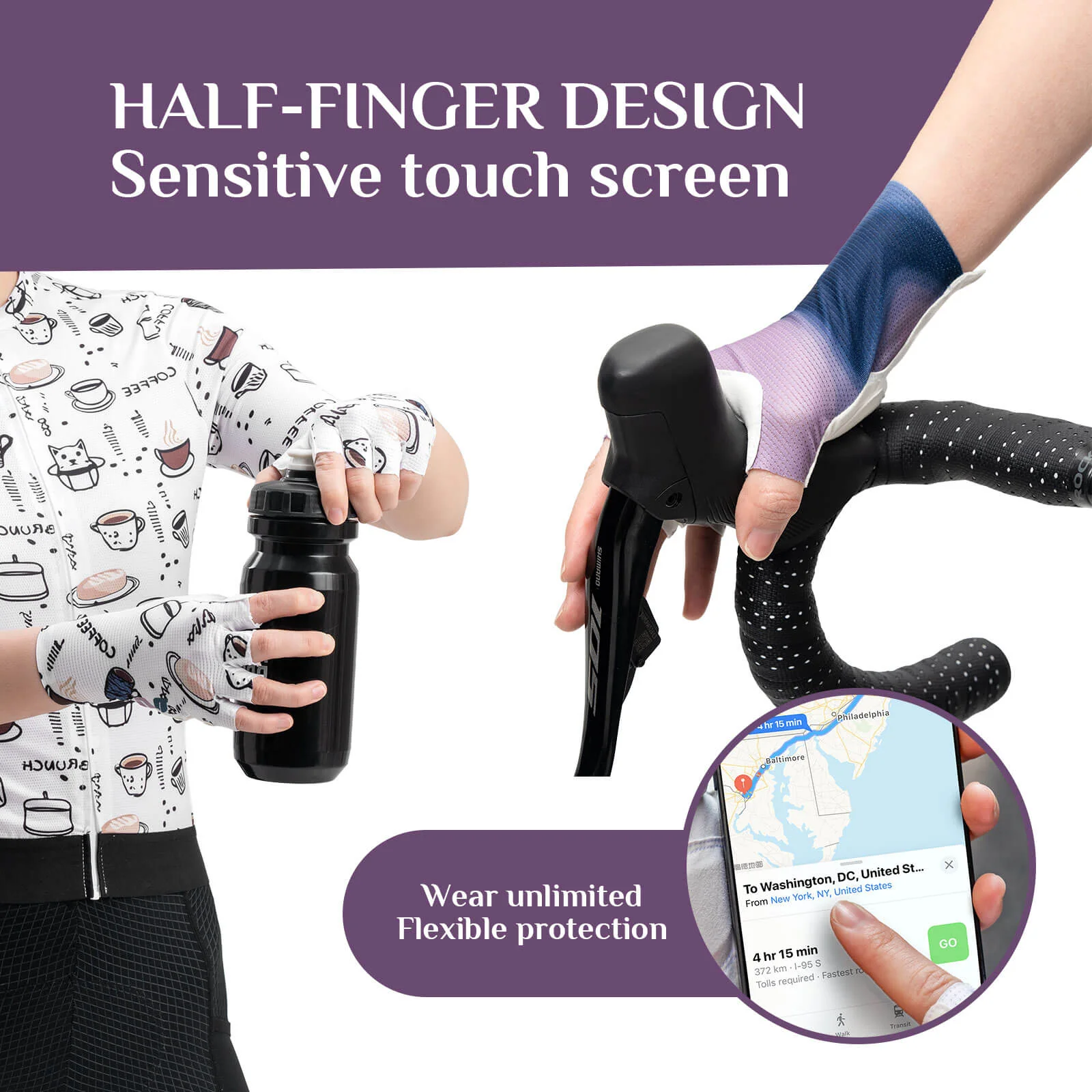 ROCKBROS Half-Finger Women Cycling Gloves Shock-Absorbing - Image 7