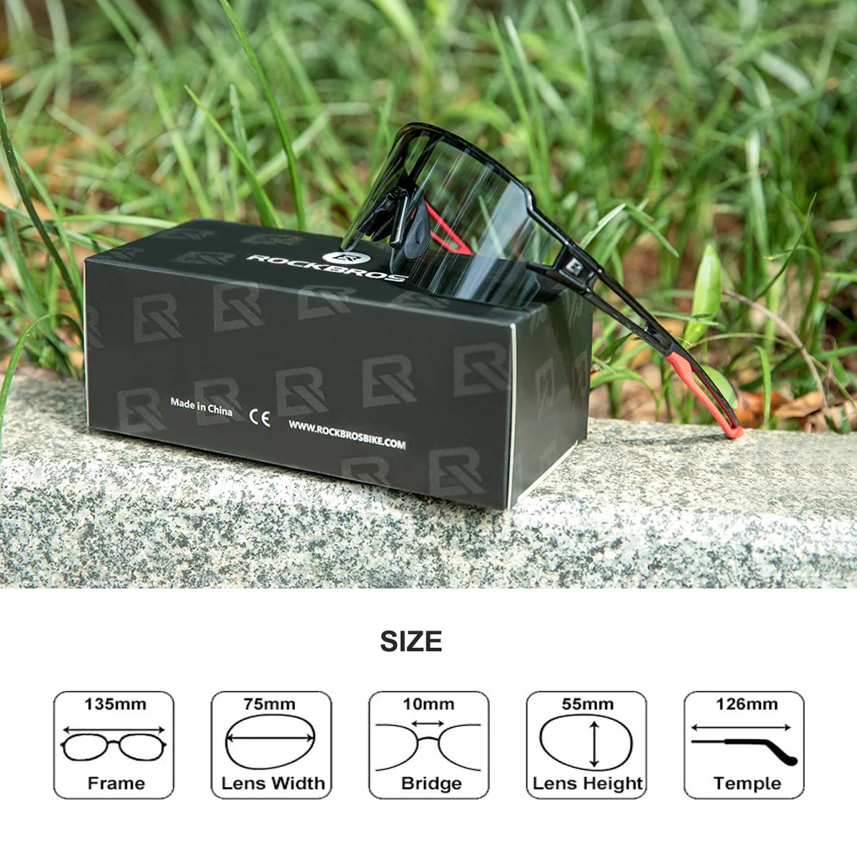 ROCKBROS Half Frame Photochromic Sports Sunglasses Cycling Glasses UV400 - Image 12