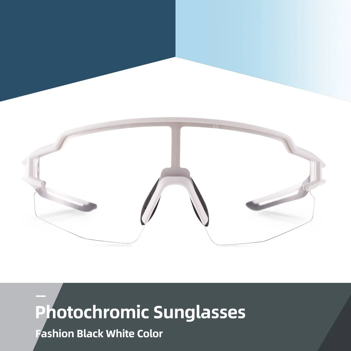 ROCKBROS Half Frame Photochromic Sports Sunglasses Cycling Glasses UV400 - Image 17