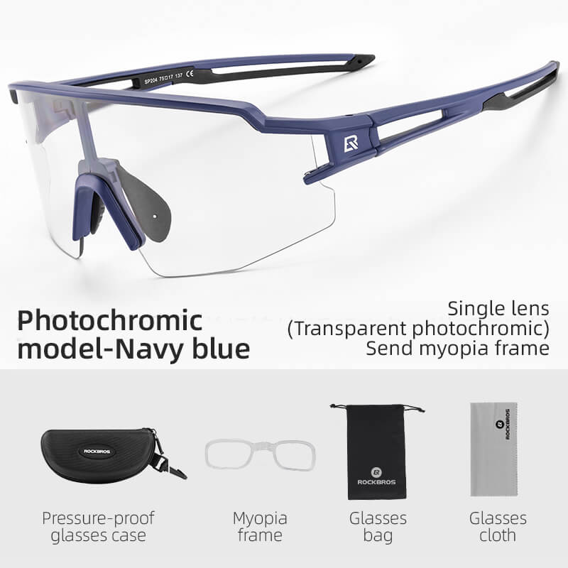 ROCKBROS Half Frame Photochromic Sports Sunglasses Cycling Glasses UV400 - Image 7