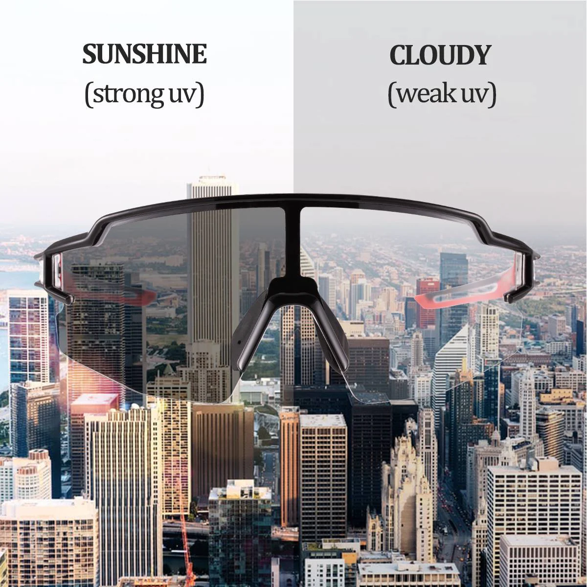 ROCKBROS Half Frame Photochromic Sports Sunglasses Cycling Glasses UV400 - Image 9
