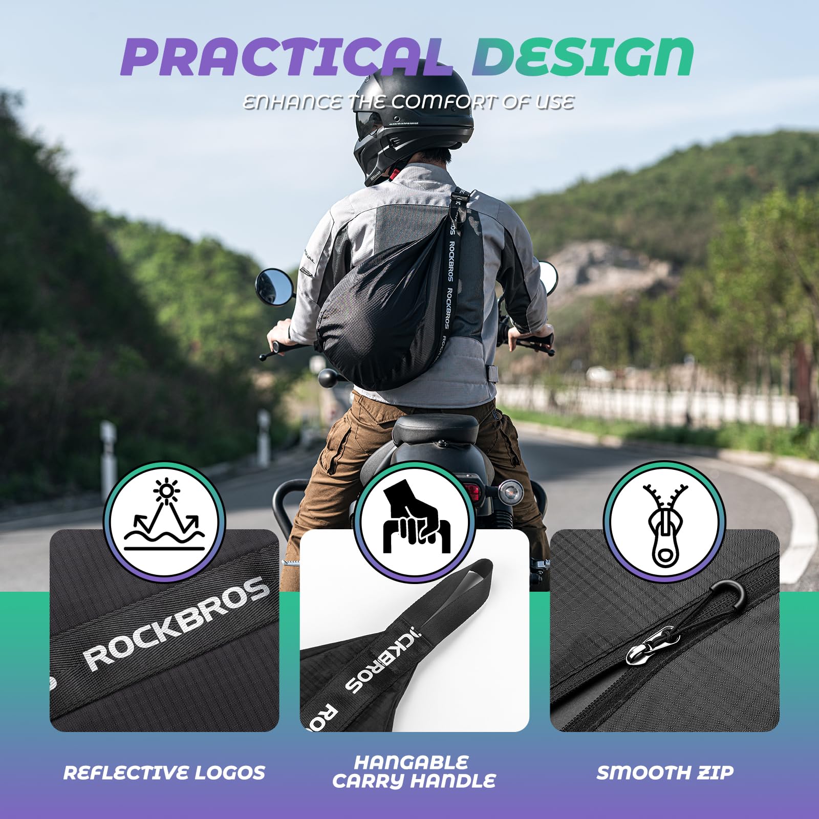 ROCKBROS Helmet Bag for Motorcycles & Bicycles Waterproof Backpack 6-7L - Image 3