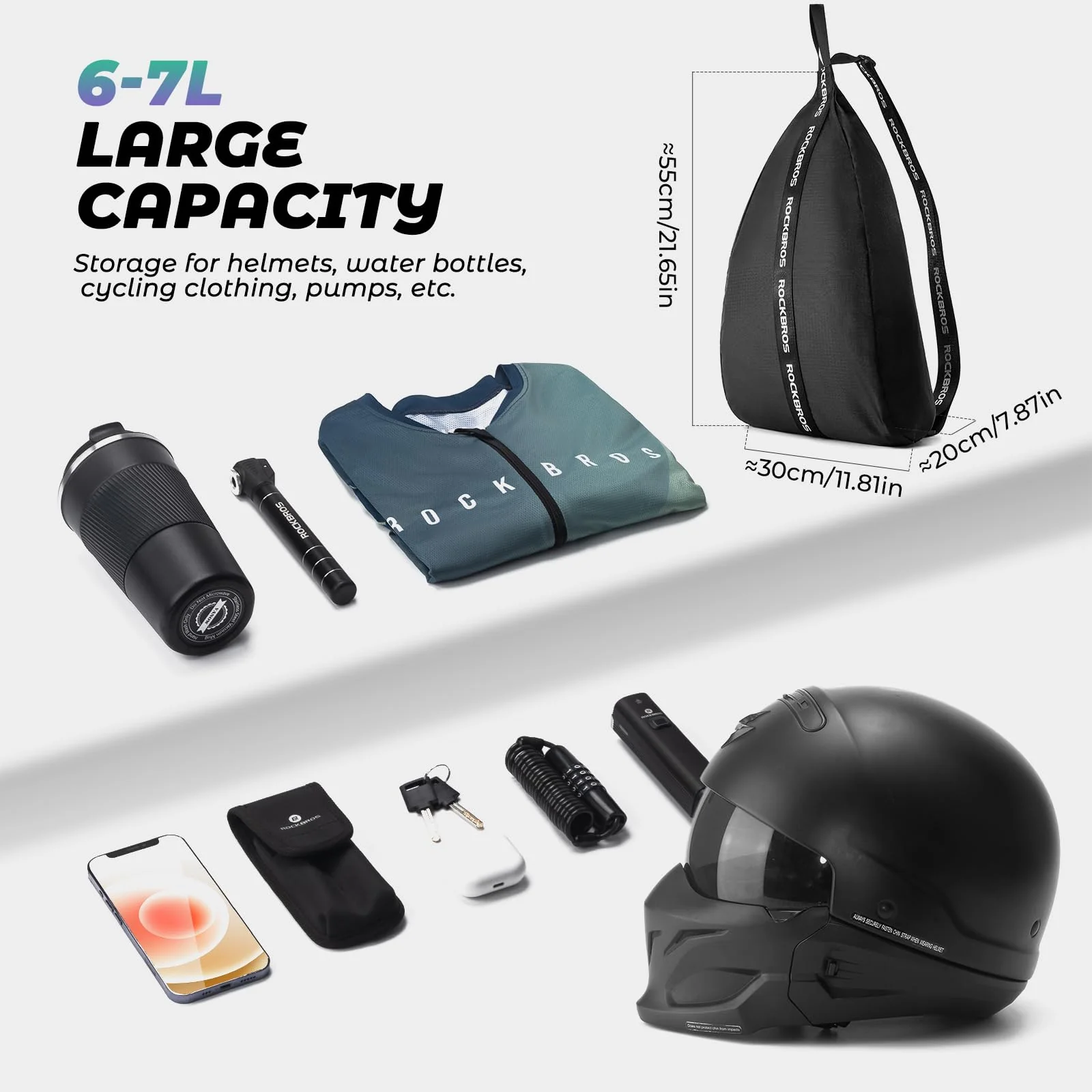 ROCKBROS Helmet Bag for Motorcycles & Bicycles Waterproof Backpack 6-7L - Image 6