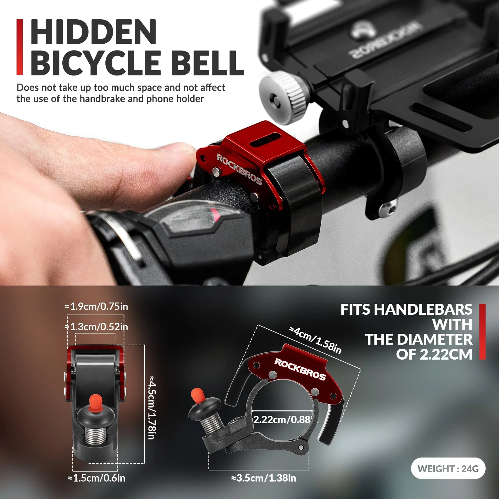 ROCKBROS Hidden Bike Bell with 100db Crisp Sound for Scooter MTB BMX - Image 11