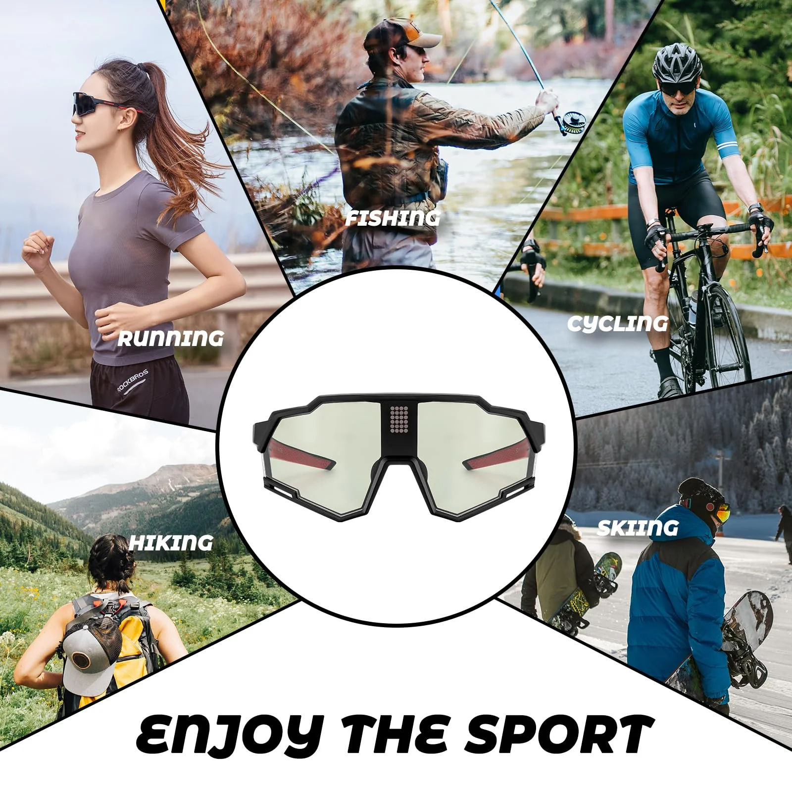ROCKBROS Intelligent Cycling Glasses Sunglasses Photochromic + Polarized - Image 5