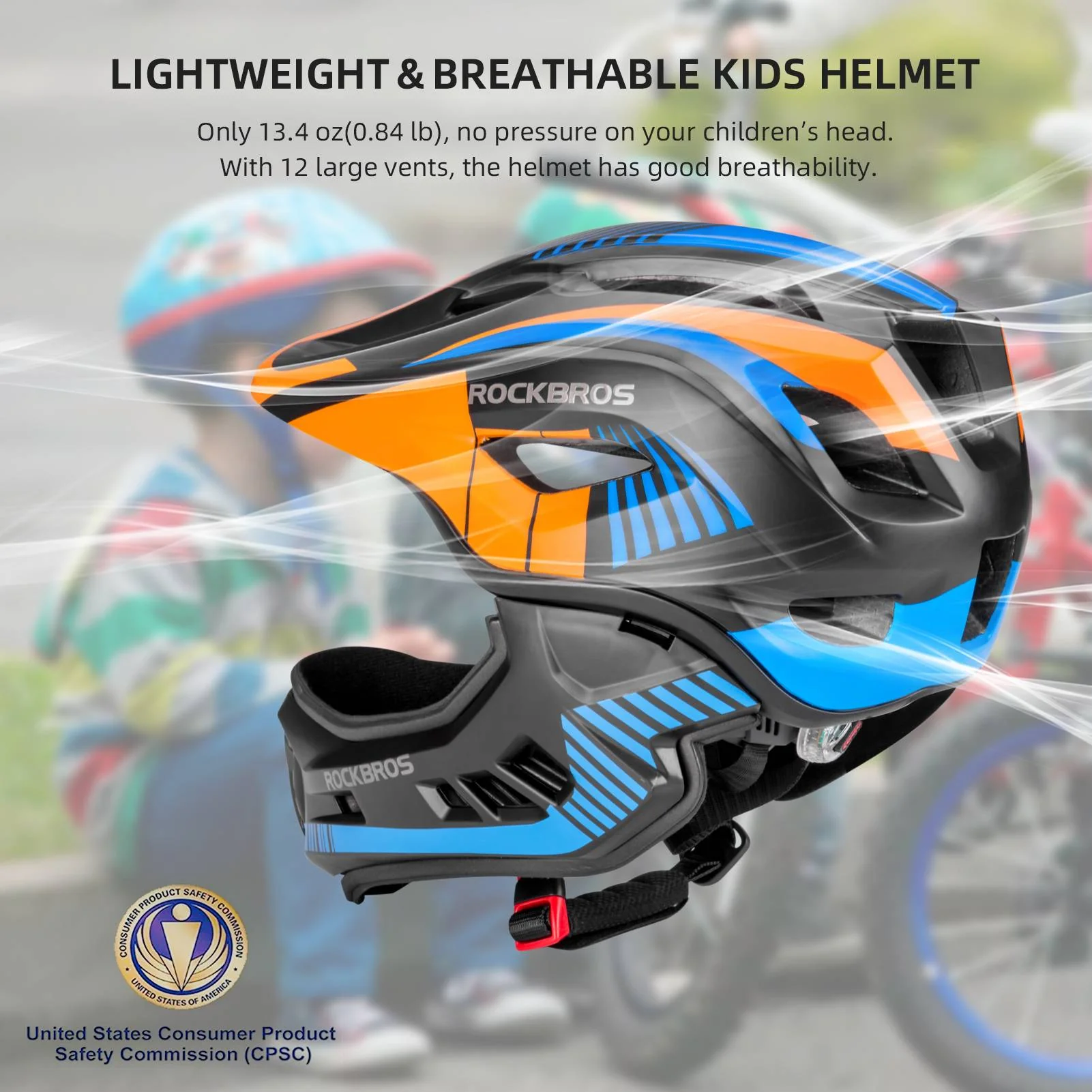 ROCKBROS Kids Helmet Full Face Protective Detachable 3-16 Youth Child - Image 10