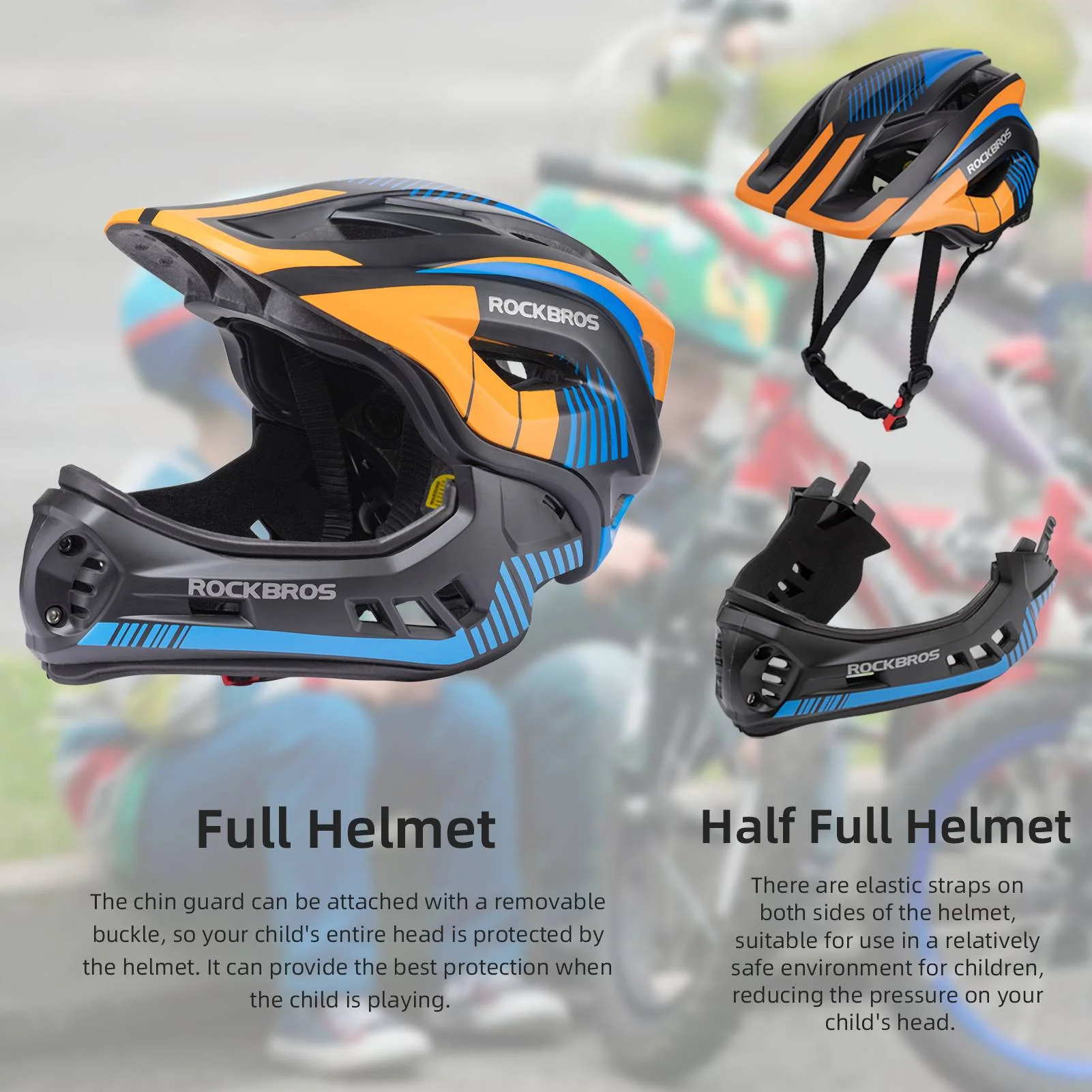 ROCKBROS Kids Helmet Full Face Protective Detachable 3-16 Youth Child - Image 11