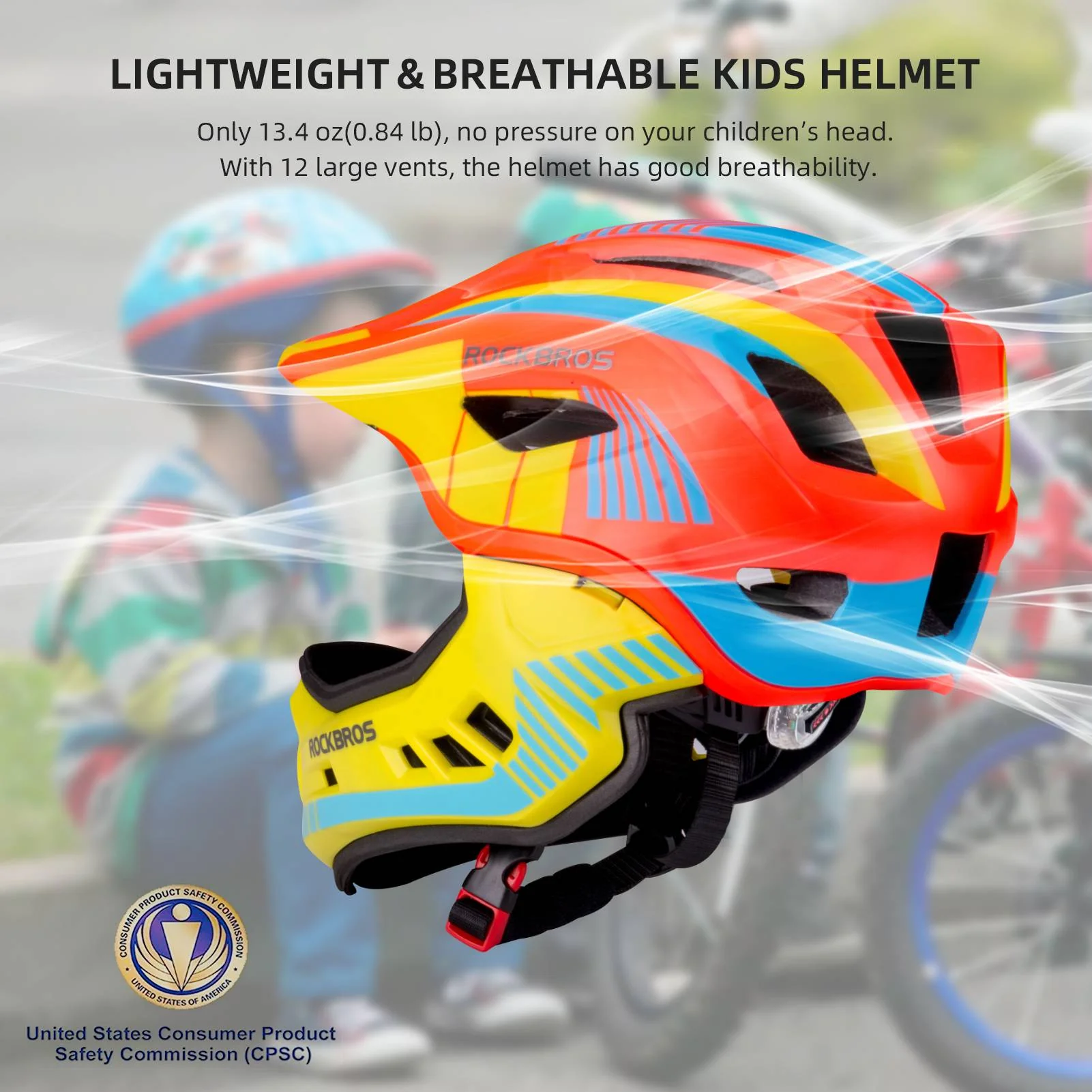 ROCKBROS Kids Helmet Full Face Protective Detachable 3-16 Youth Child - Image 14